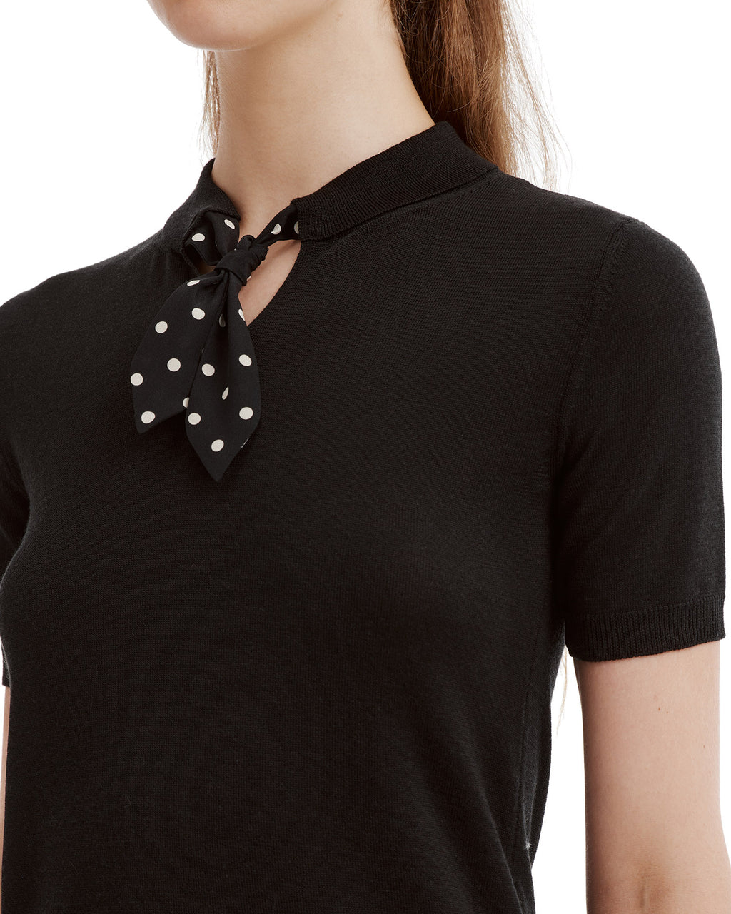 Silk-trimmed knit polo shirt