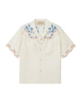 Embroidered camp collar shirt