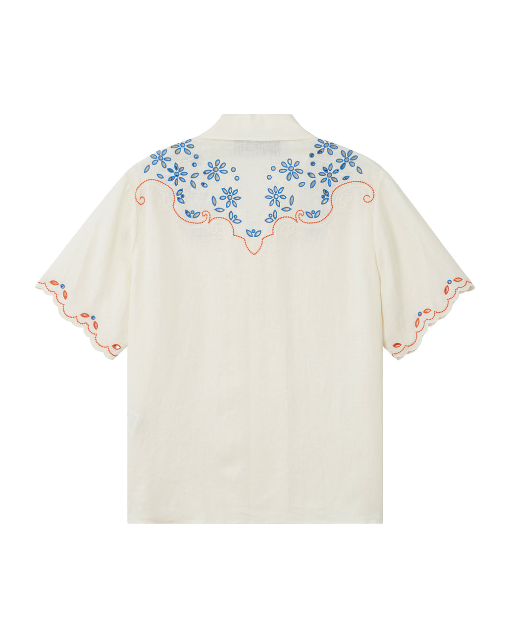 Embroidered camp collar shirt