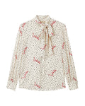 Polka-dot silk crepe de chine blouse