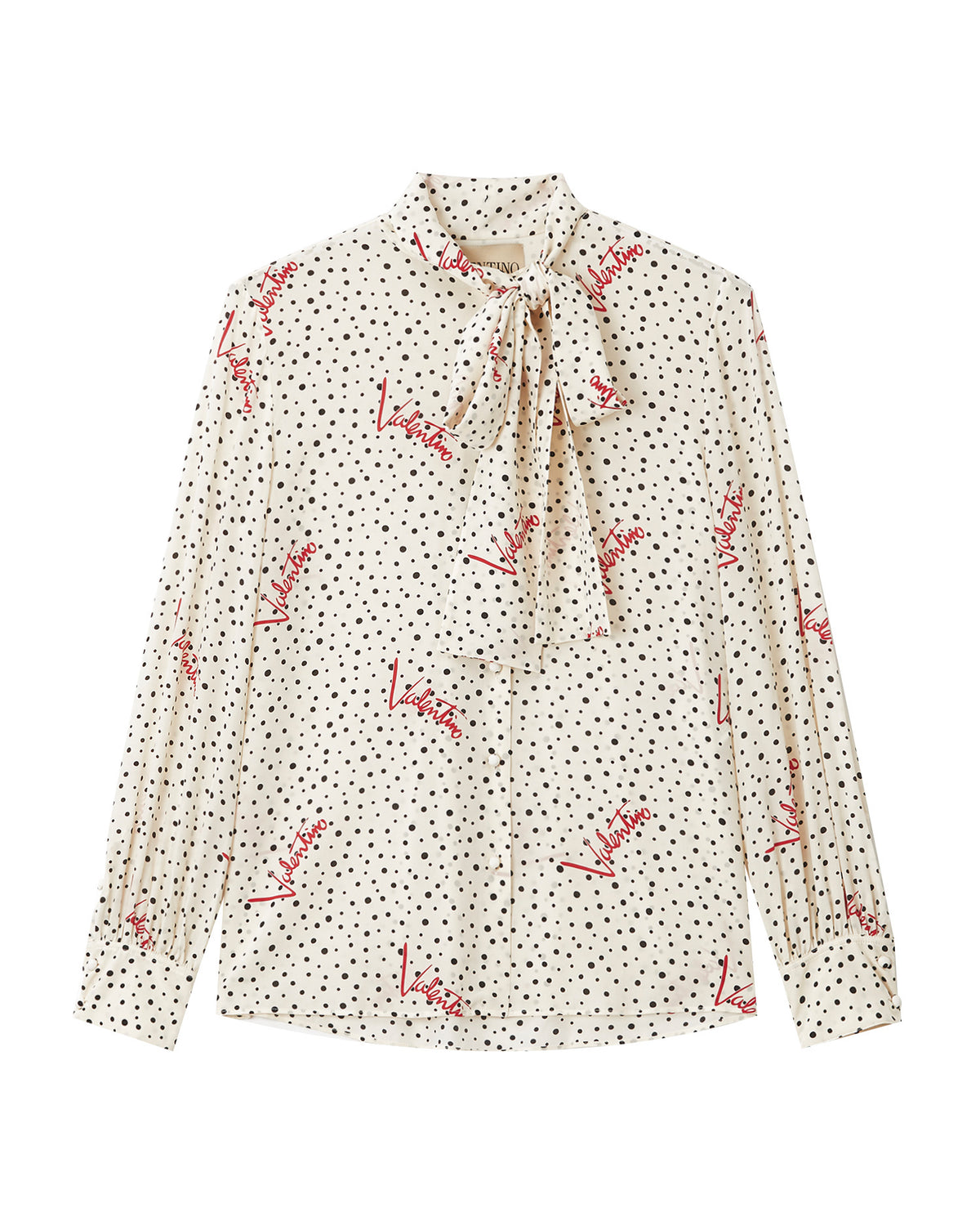 Polka-dot silk crepe de chine blouse