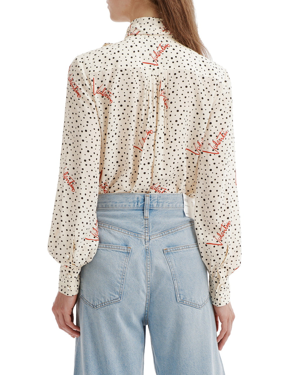 Polka-dot silk crepe de chine blouse