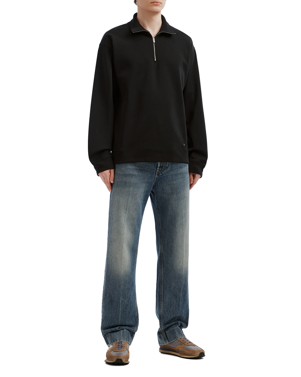 Half-zip collared sweatshirt