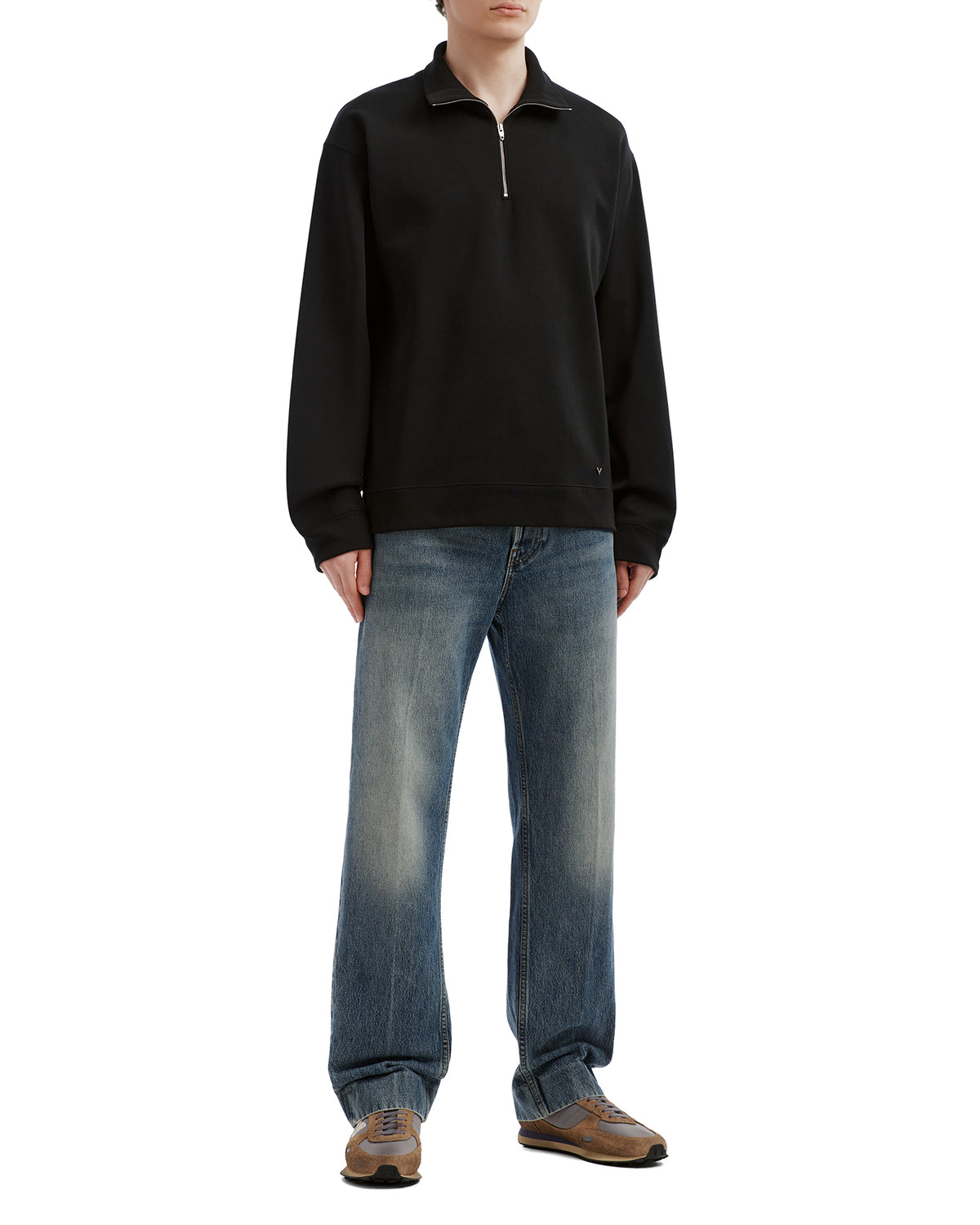 Half-zip collared sweatshirt