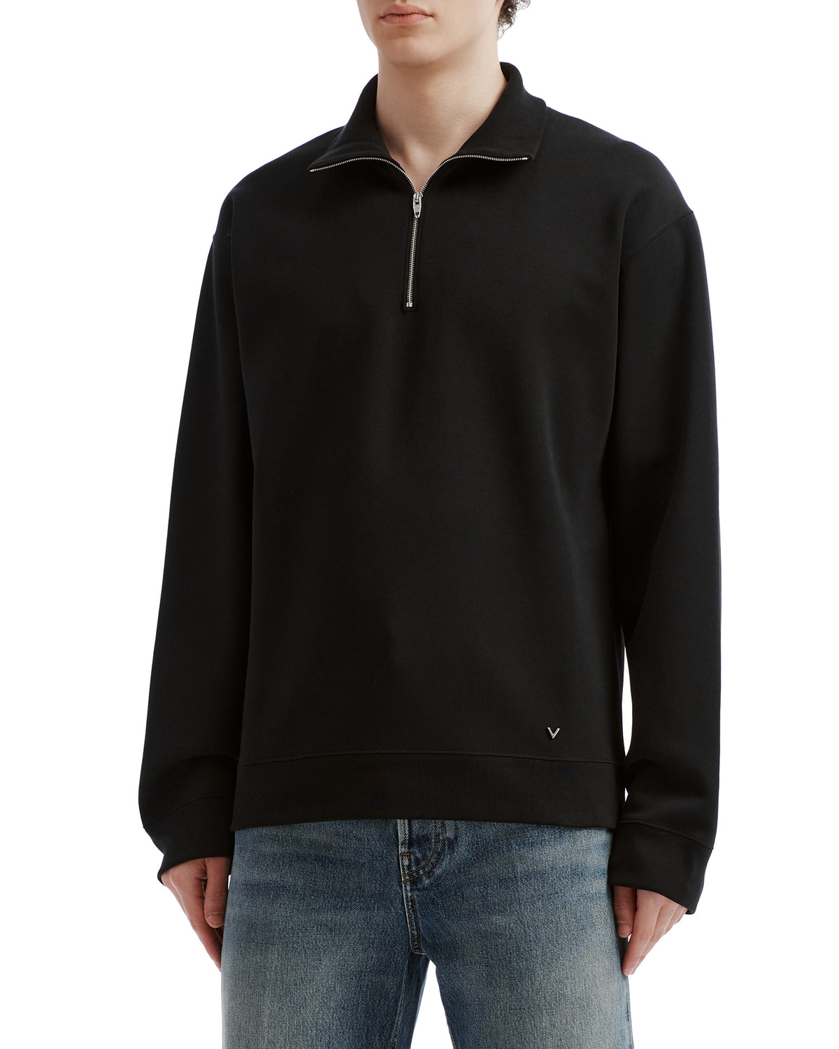 Half-zip collared sweatshirt