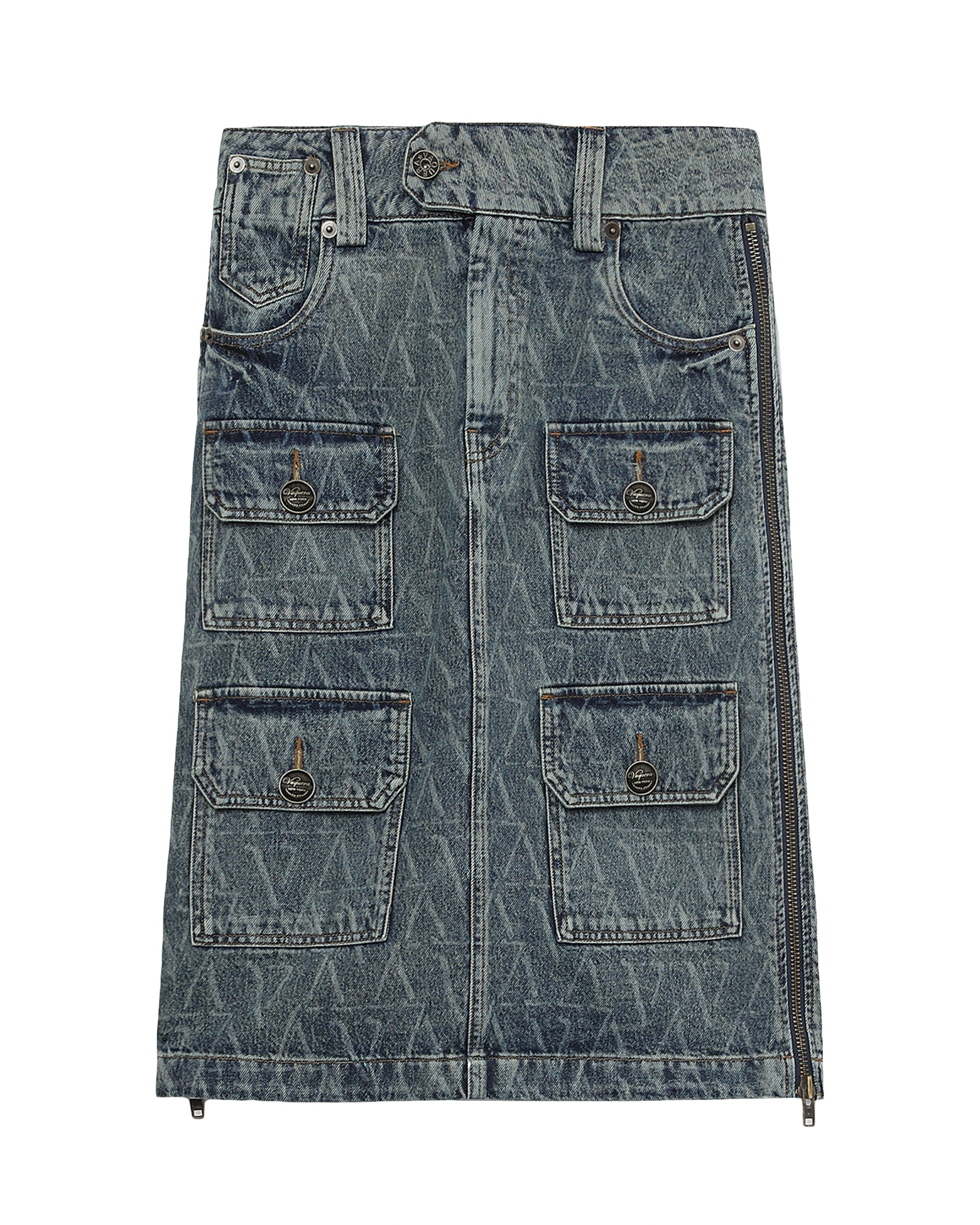 Denim cargo skirt