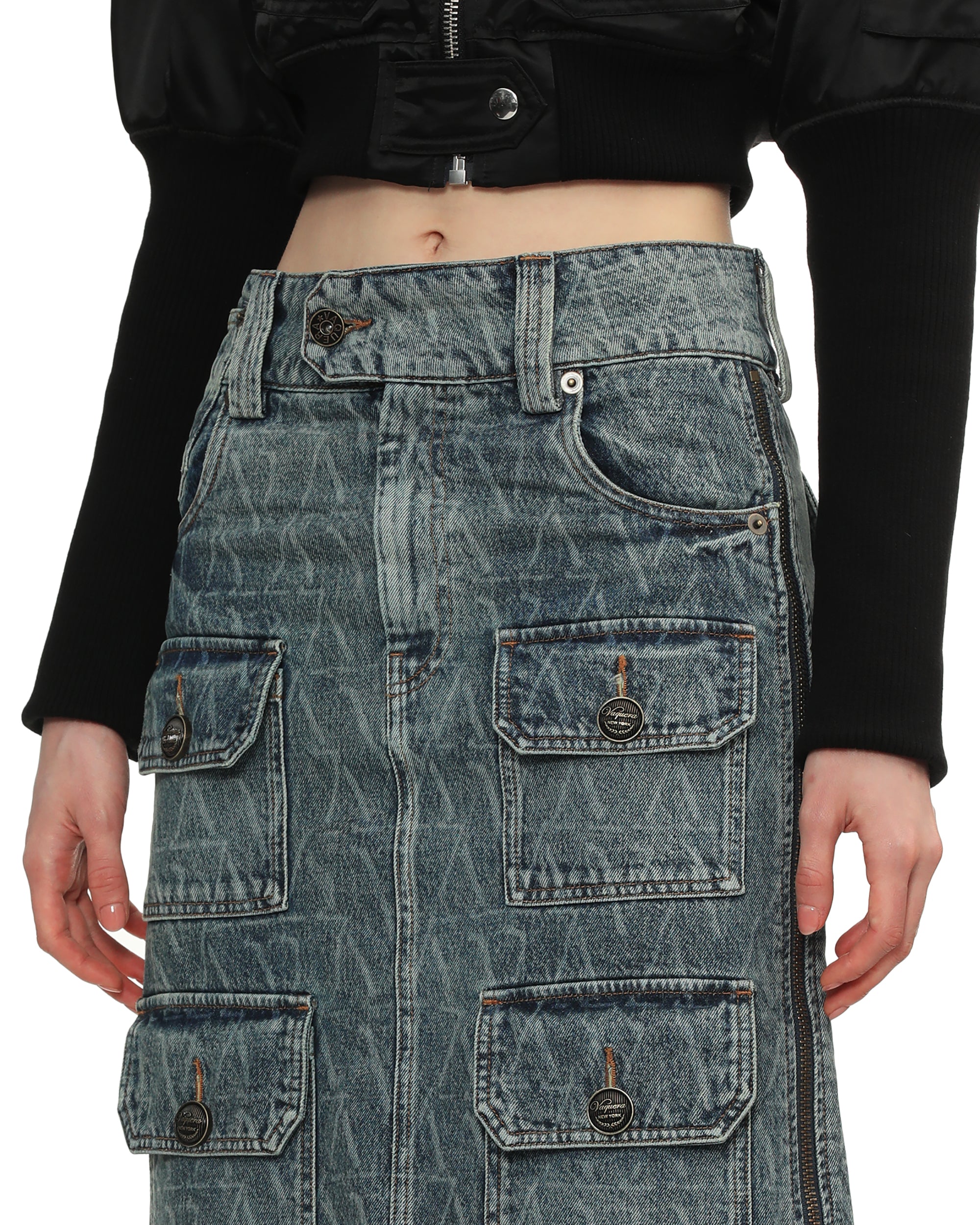 Denim cargo skirt