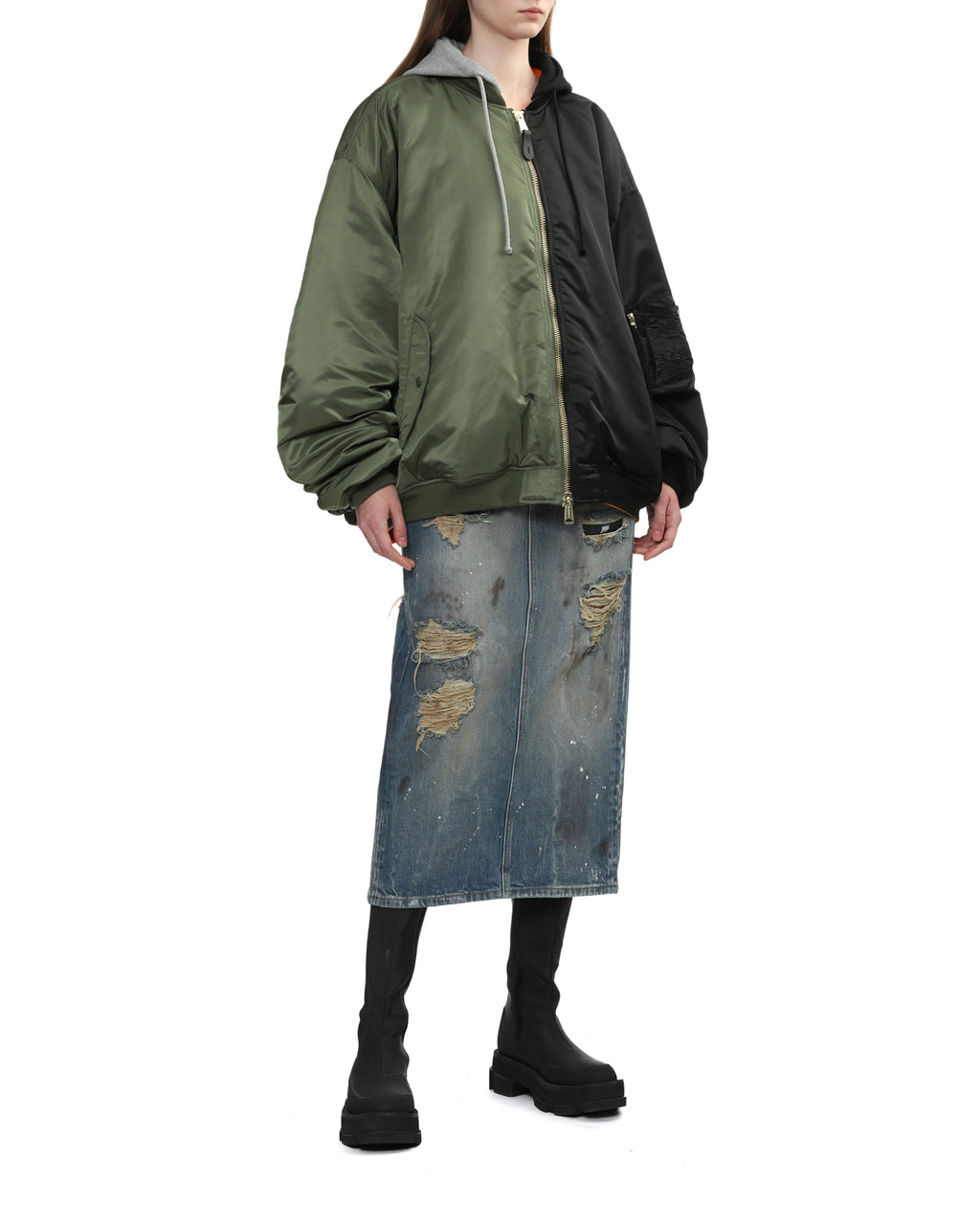 Distrssed midi skirt