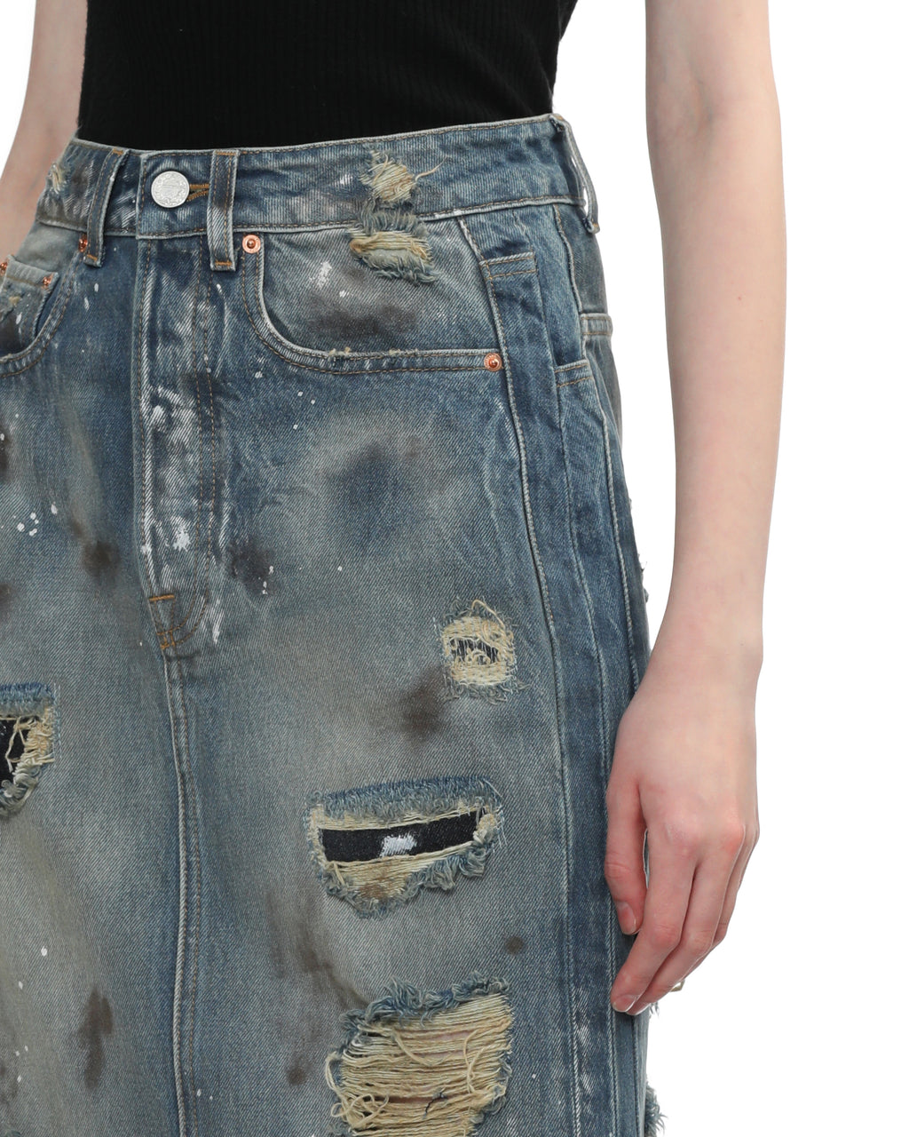 Distrssed midi skirt