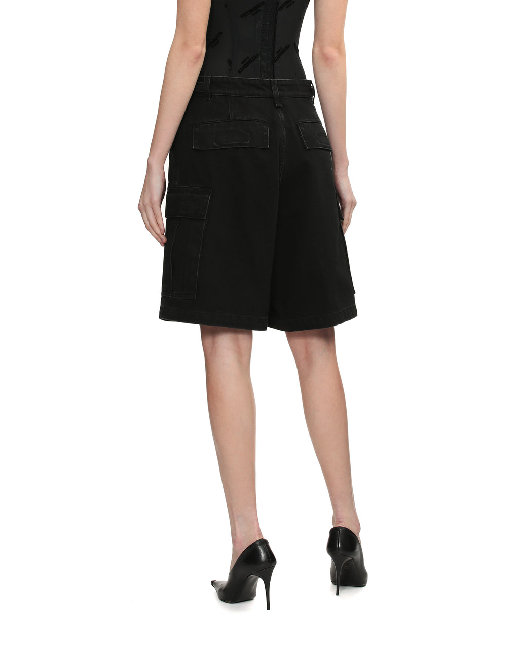 Denim cargo shorts