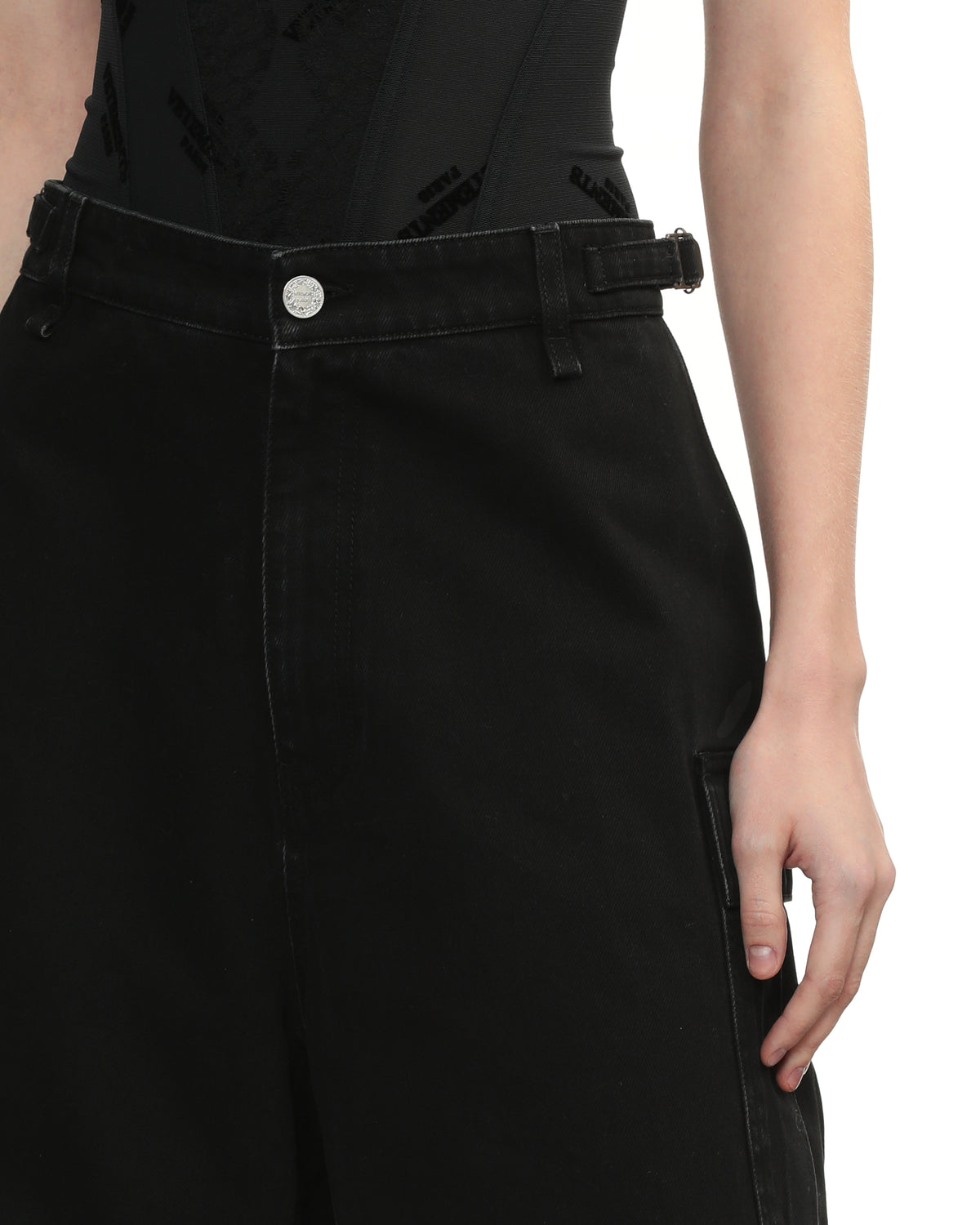 Denim cargo shorts