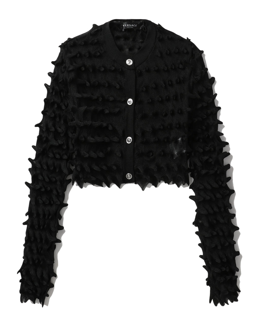 Spiked cropped textured cardigan