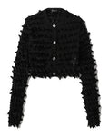 Spiked cropped textured cardigan