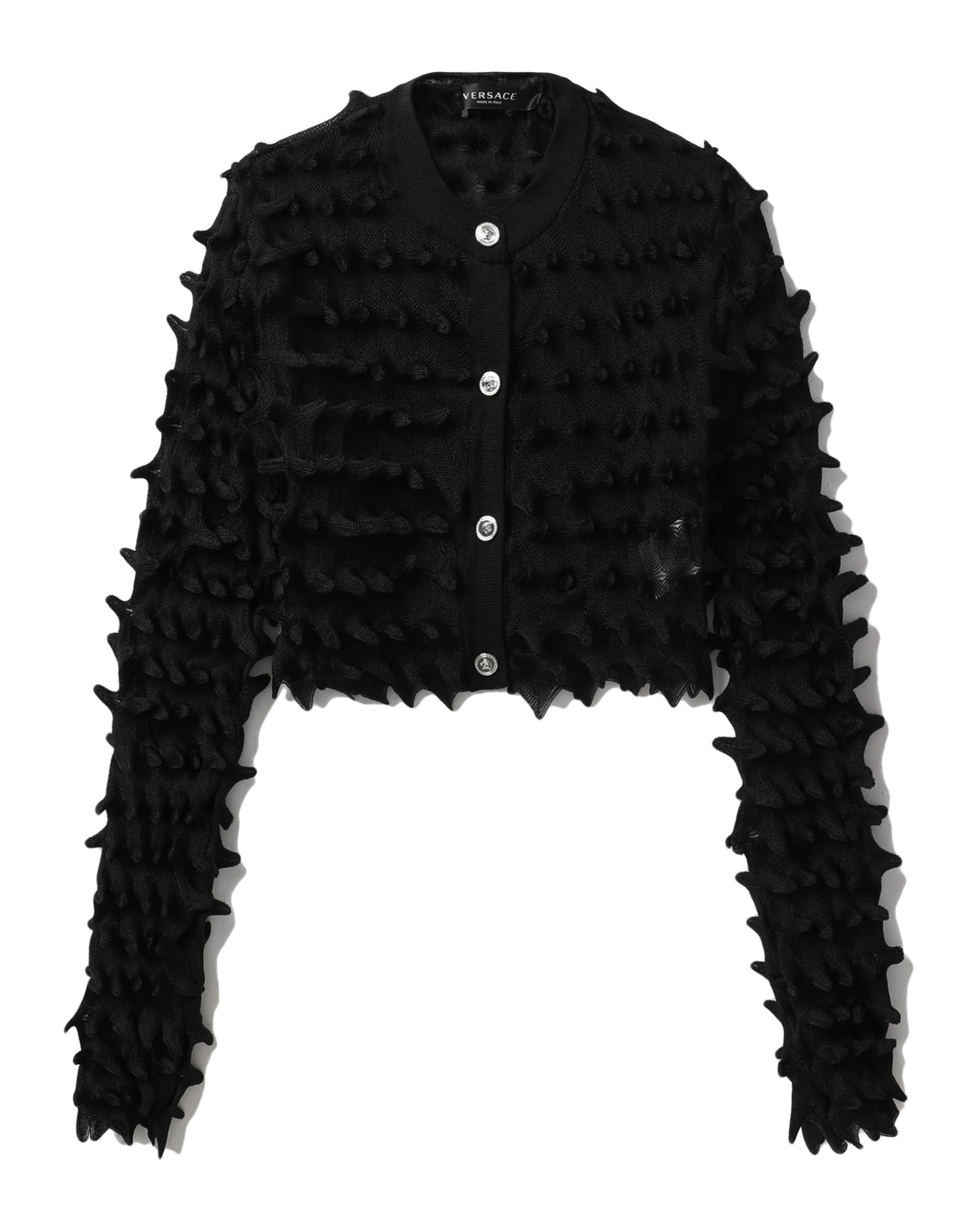 Spiked cropped textured cardigan
