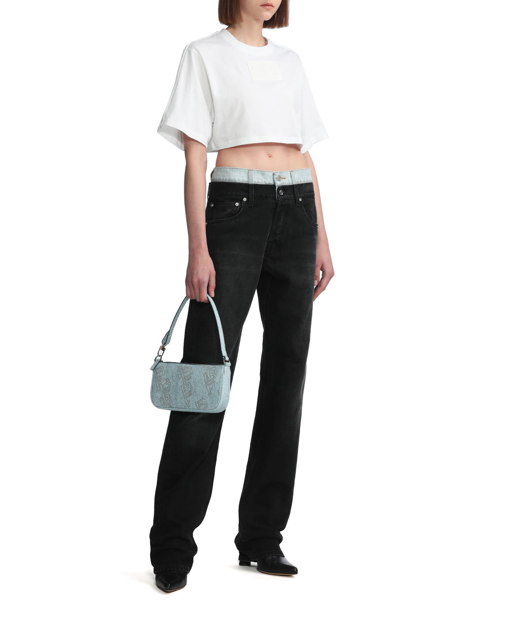 Double waist denim jeans