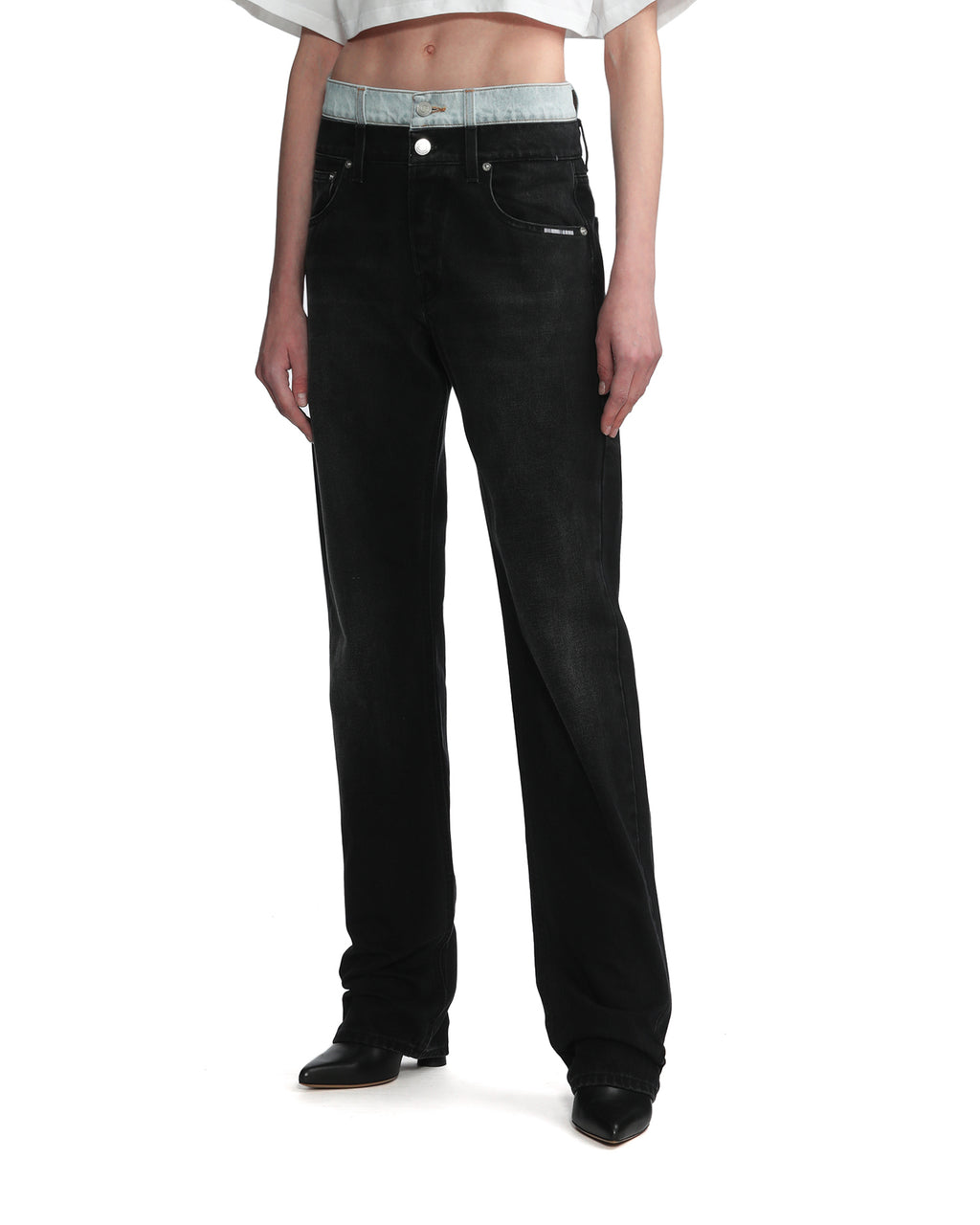 Double waist denim jeans