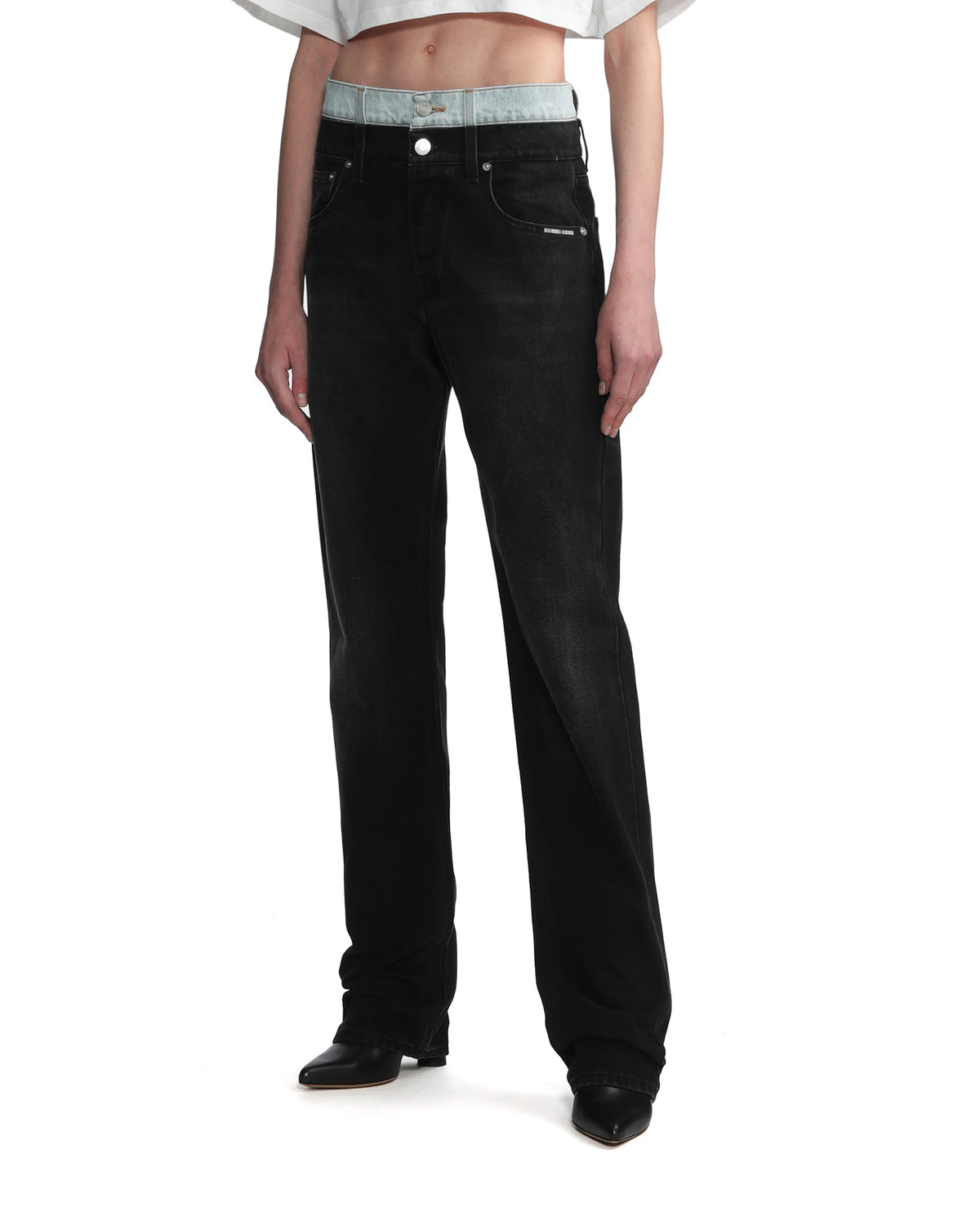 Double waist denim jeans