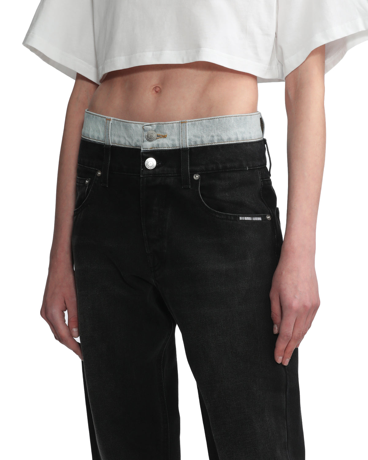 Double waist denim jeans