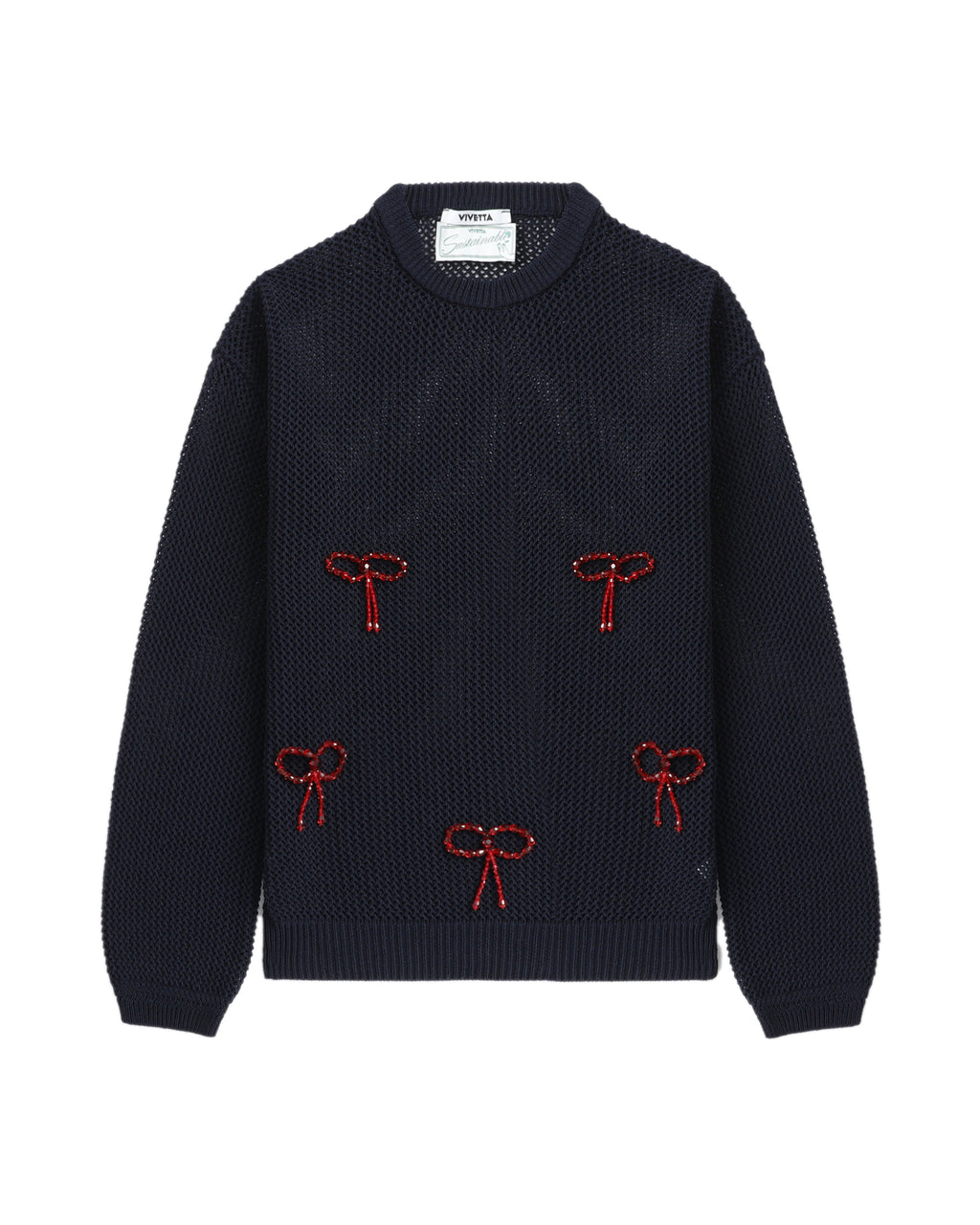 Embroidered crew neck sweater