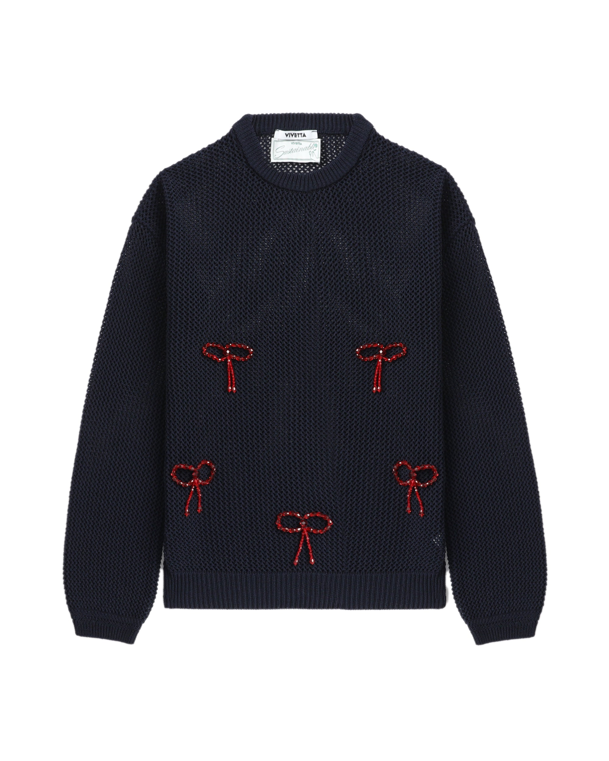 Embroidered crew neck sweater