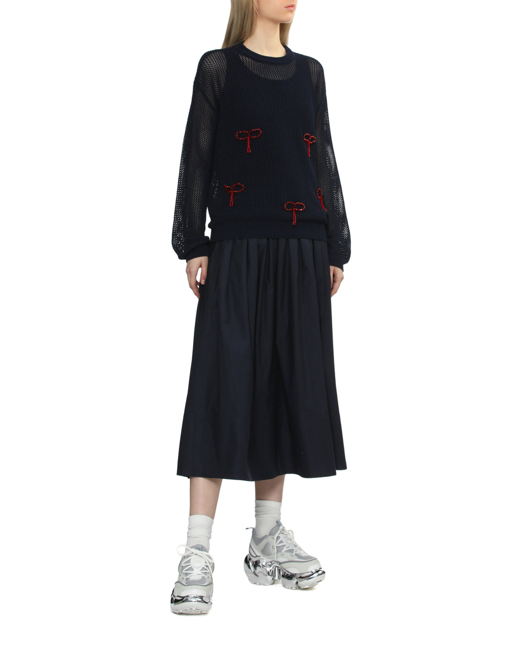 Embroidered crew neck sweater