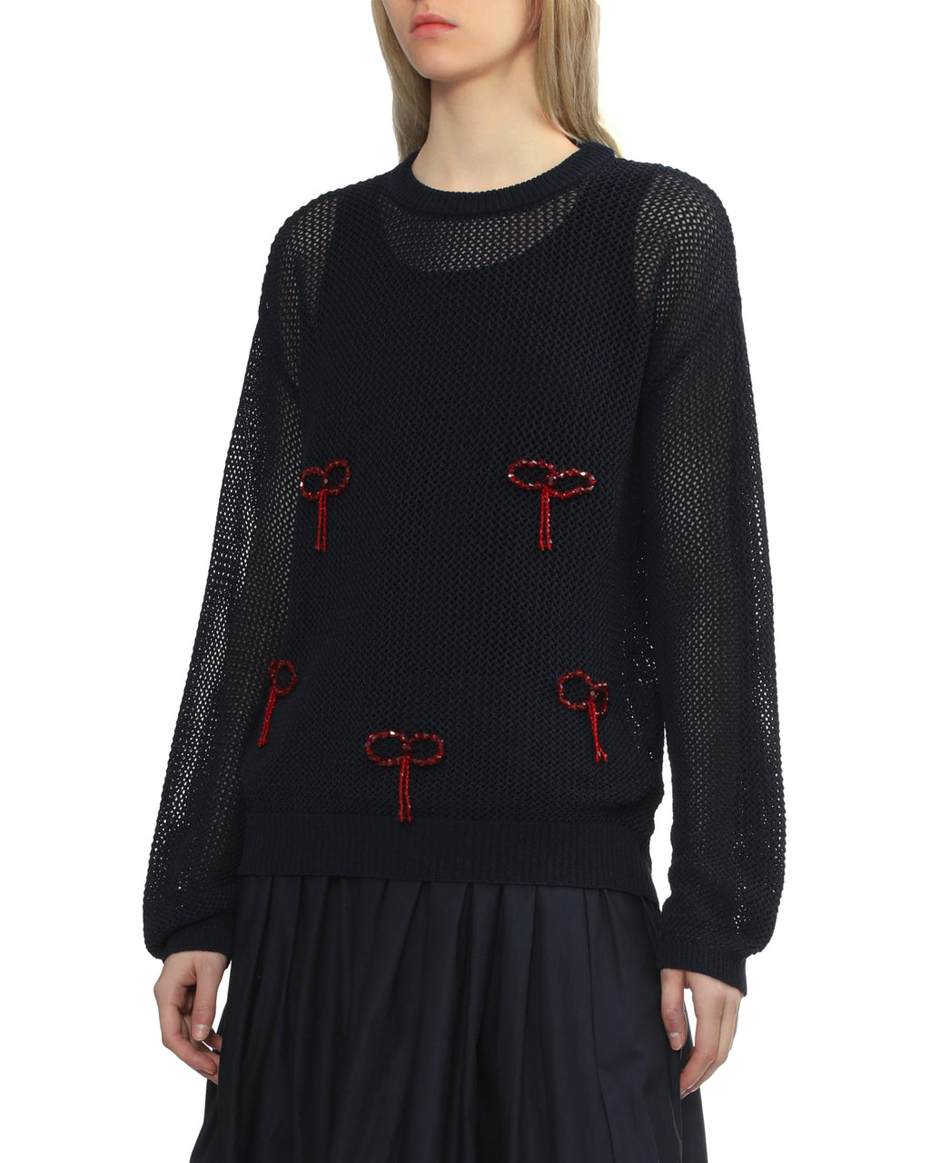 Embroidered crew neck sweater