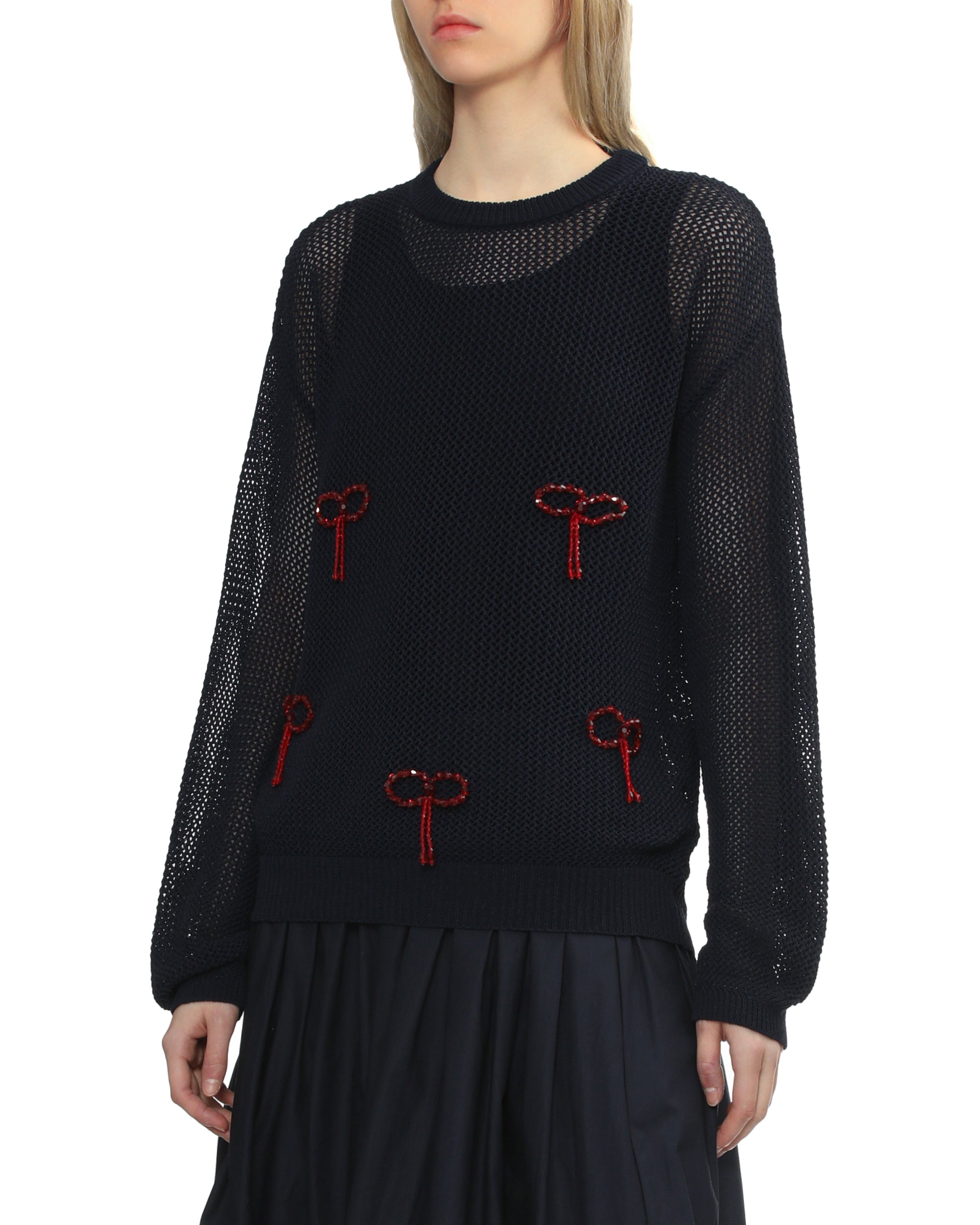 Embroidered crew neck sweater