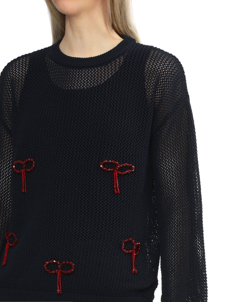 Embroidered crew neck sweater
