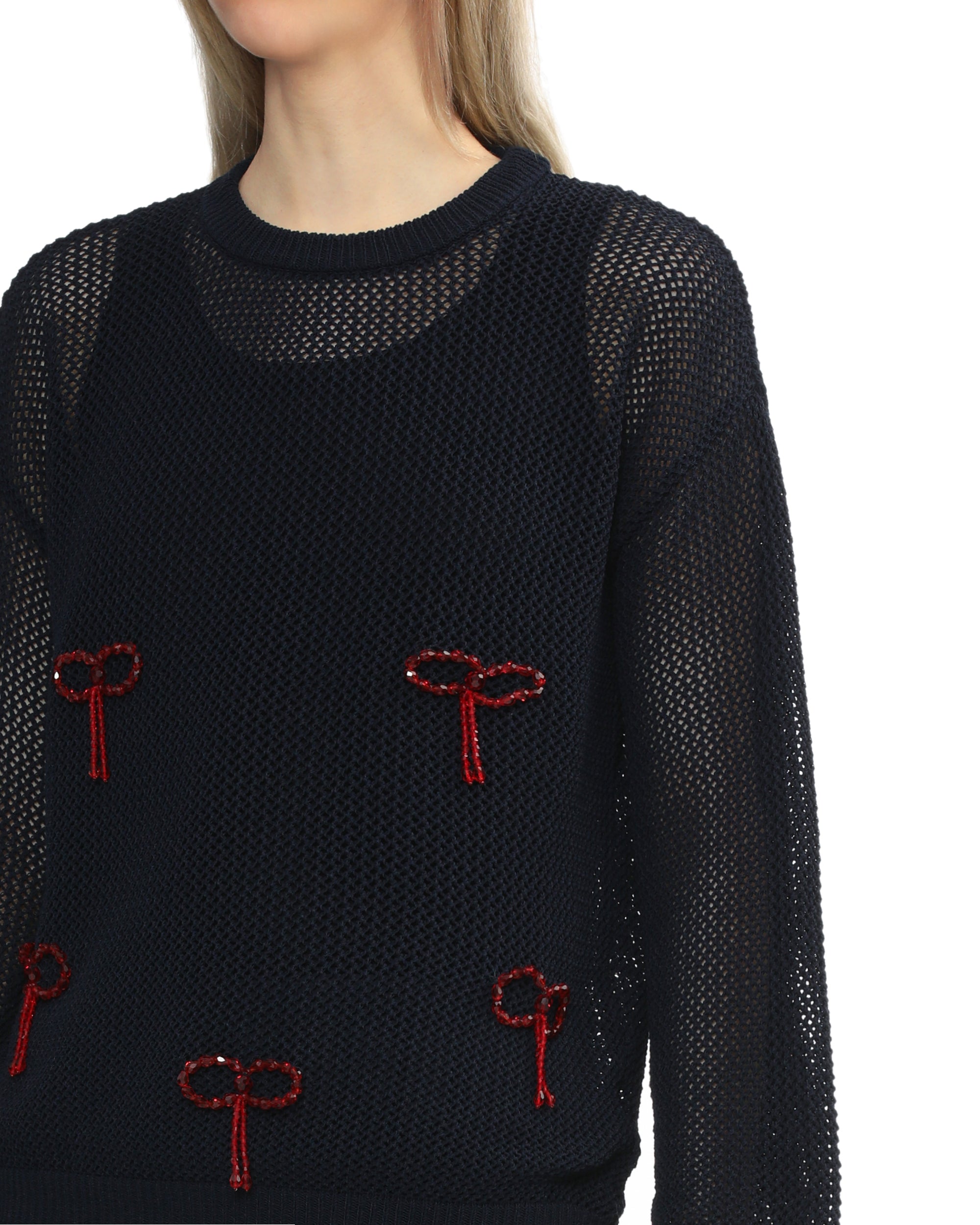 Embroidered crew neck sweater