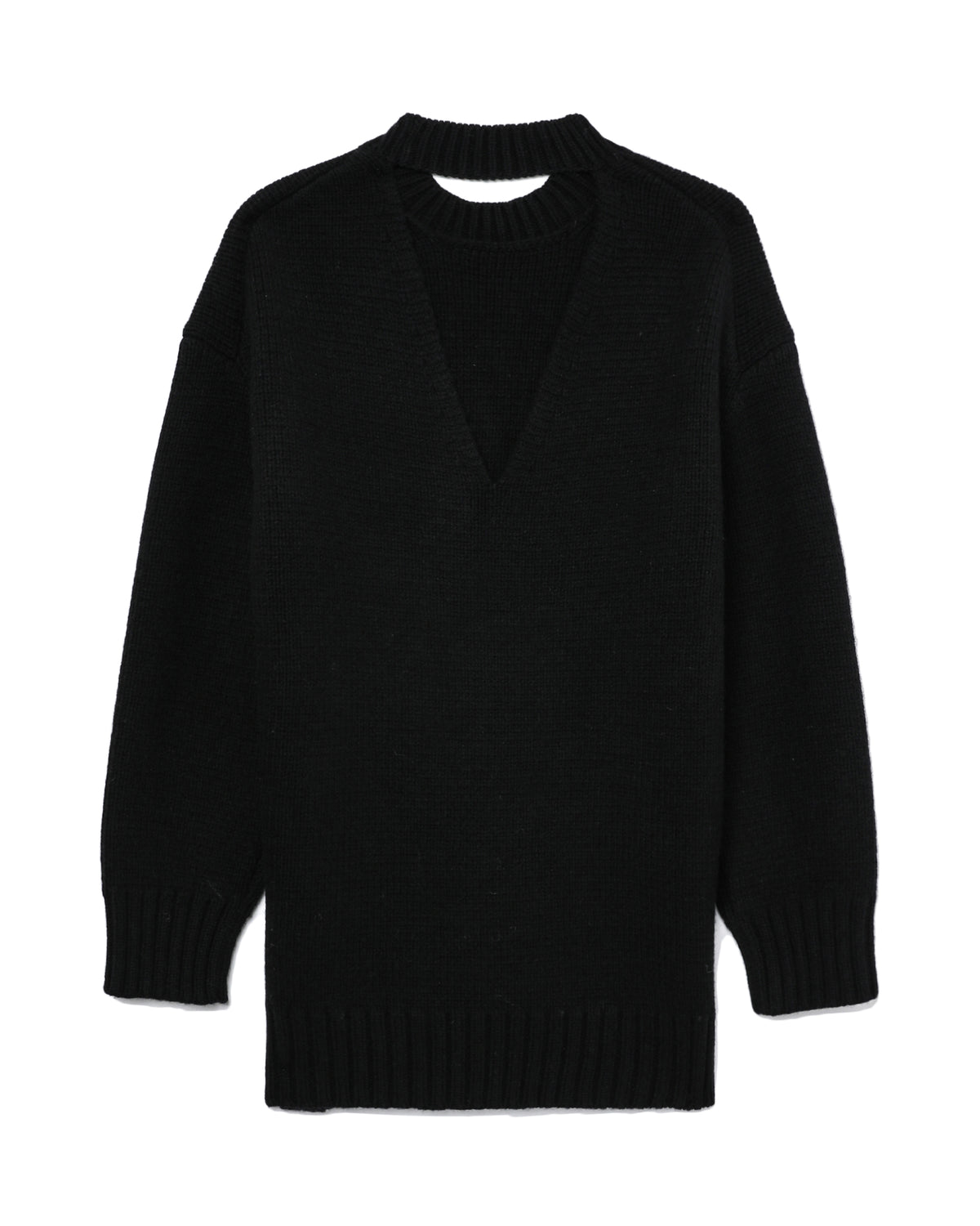 Inverted triangle cut-out knit dress