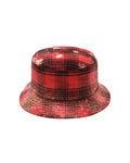 Bleach washed check bucket hat