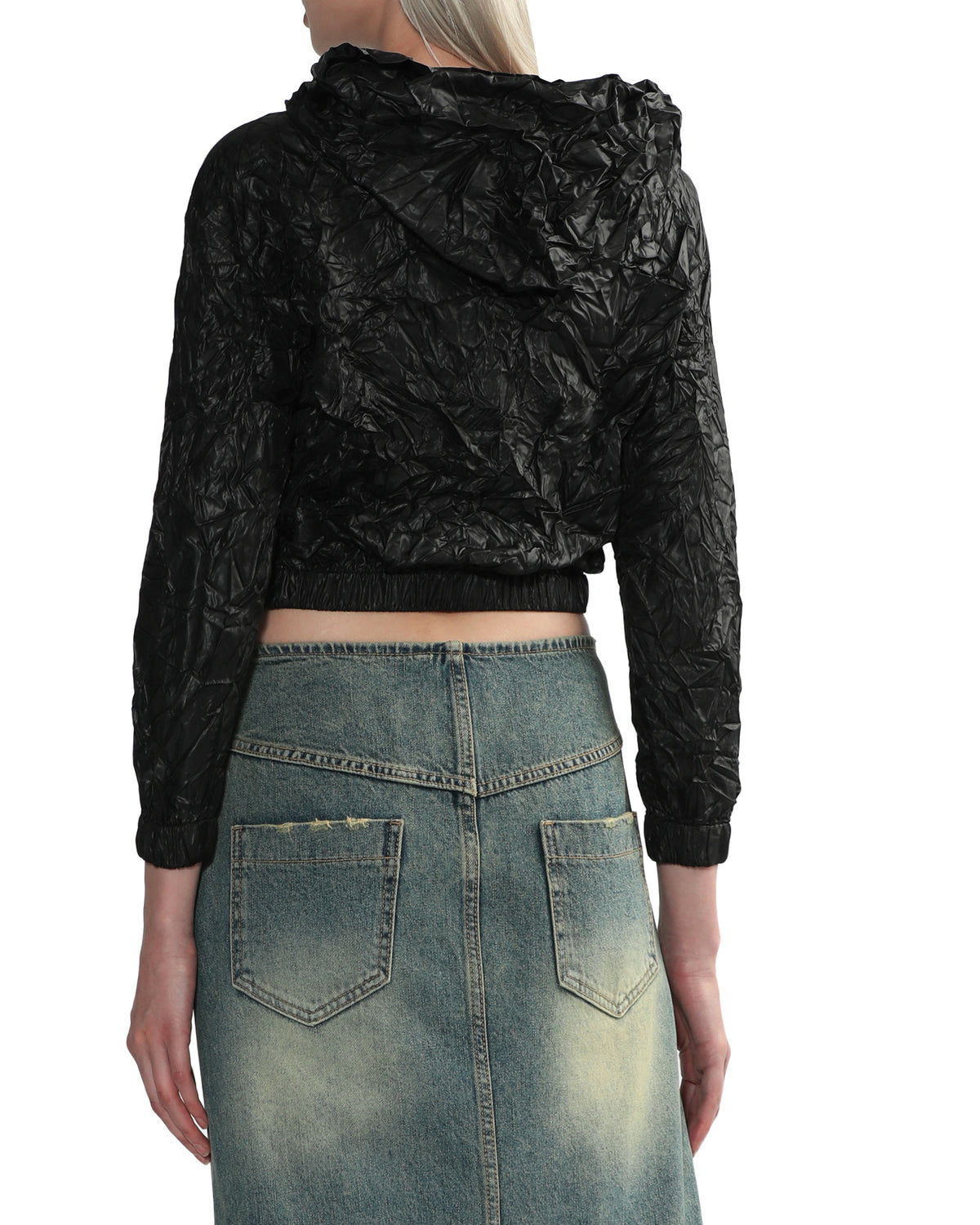 Crinkle cropped hoodie