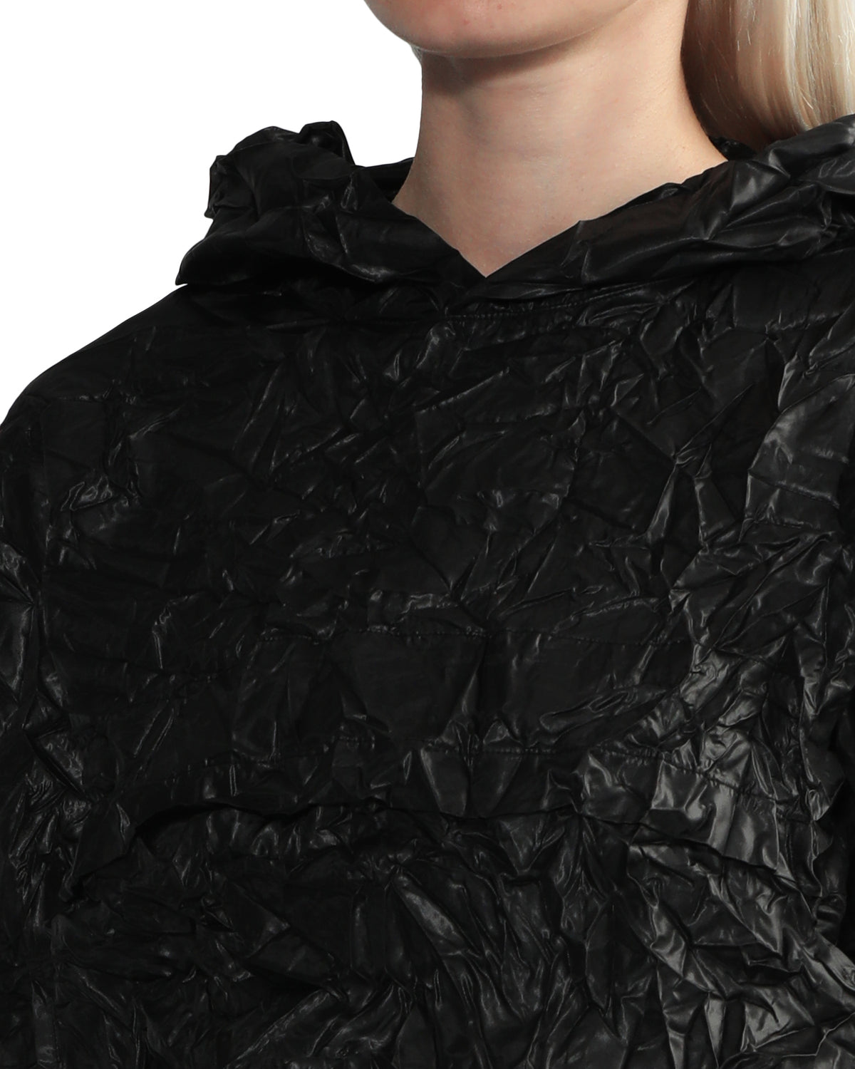 Crinkle cropped hoodie