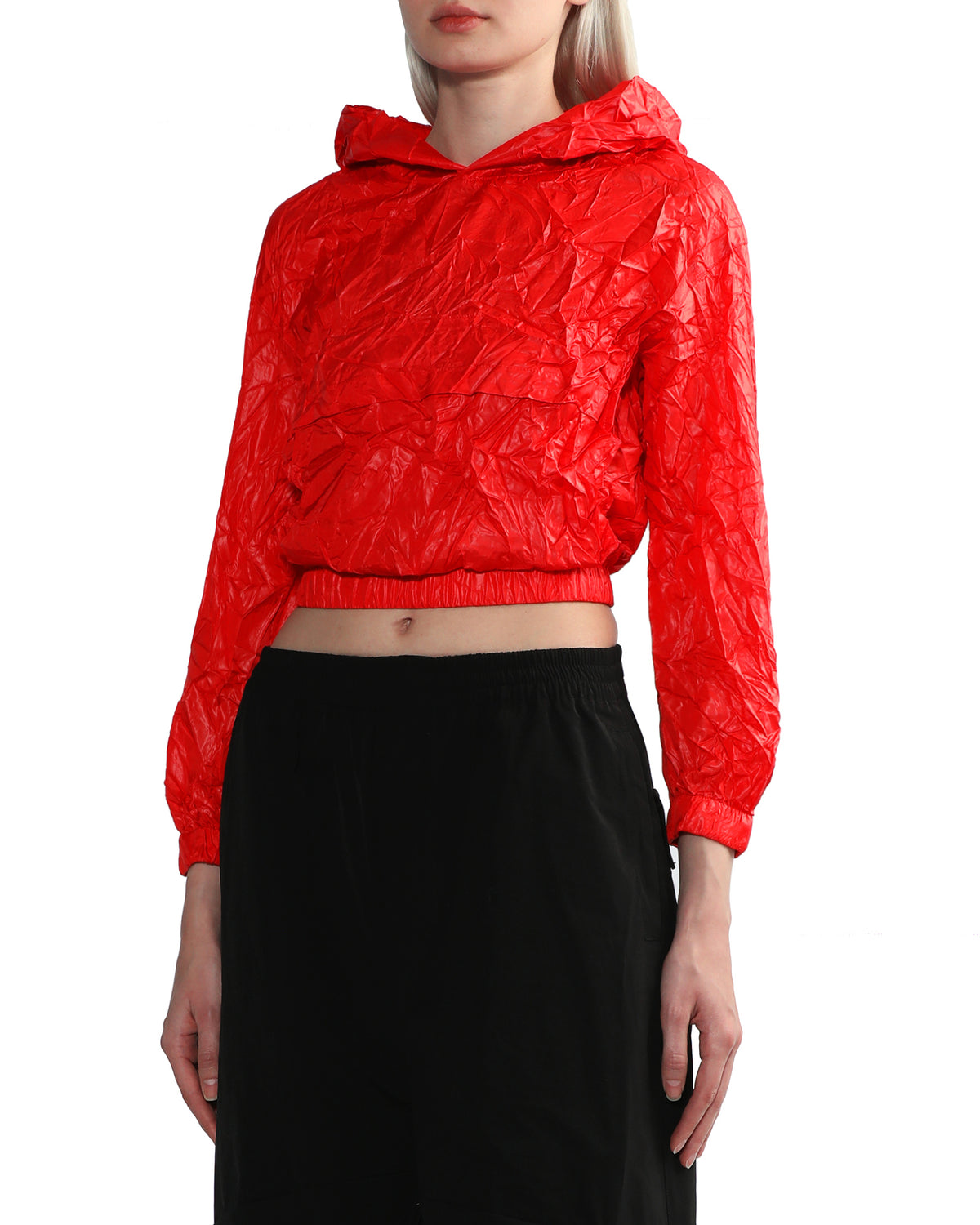Crinkle cropped hoodie