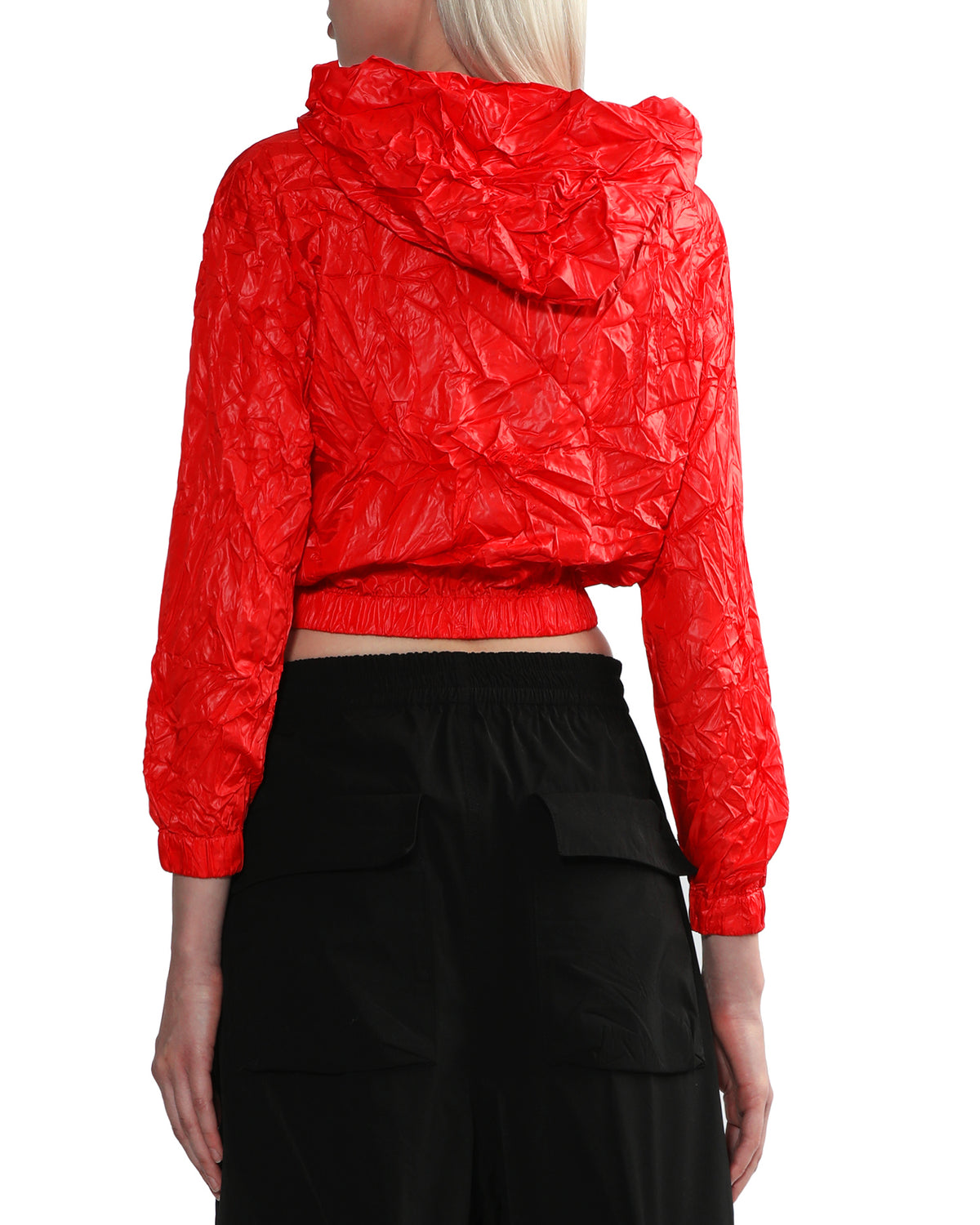 Crinkle cropped hoodie