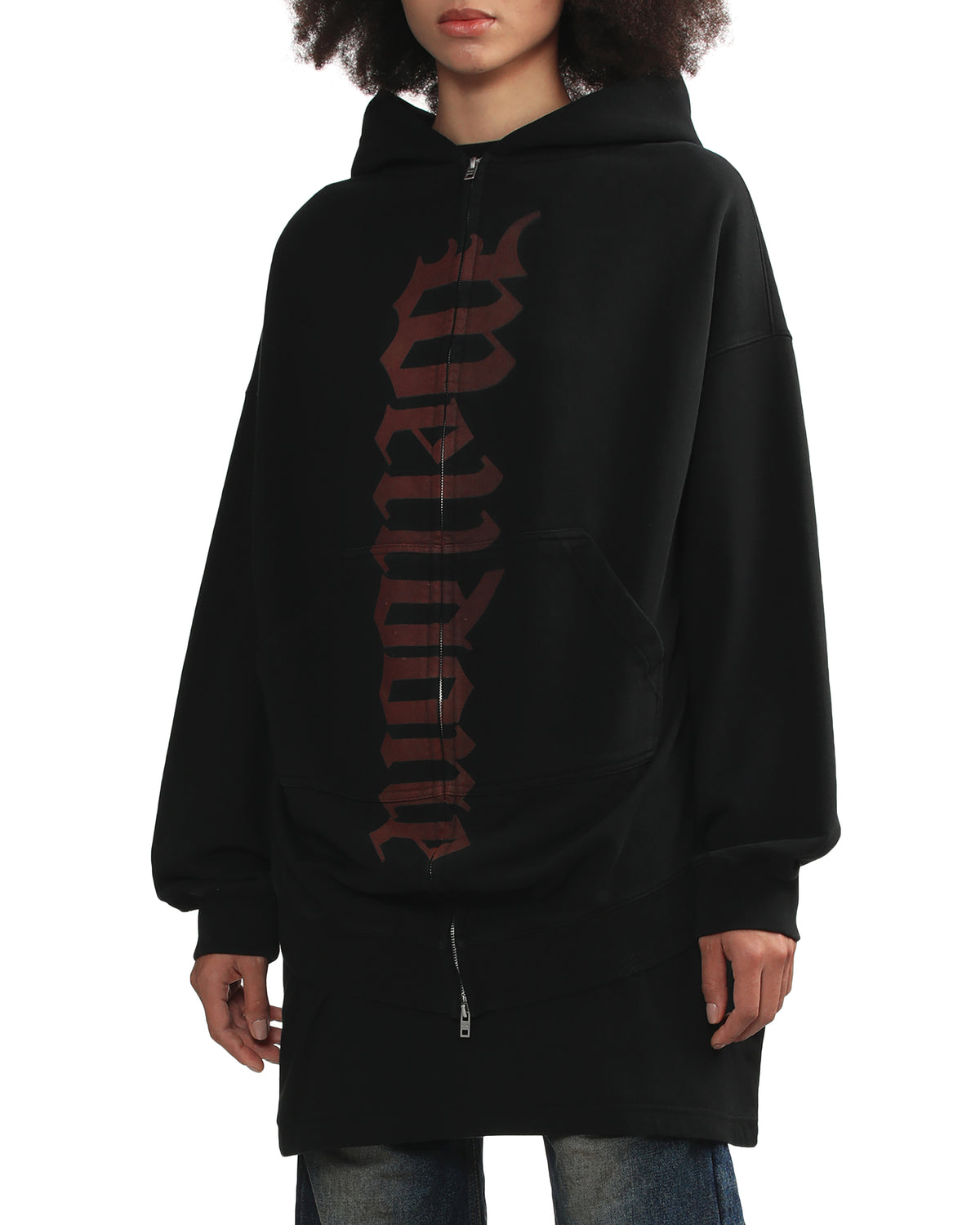 Printed zip-up hoodie