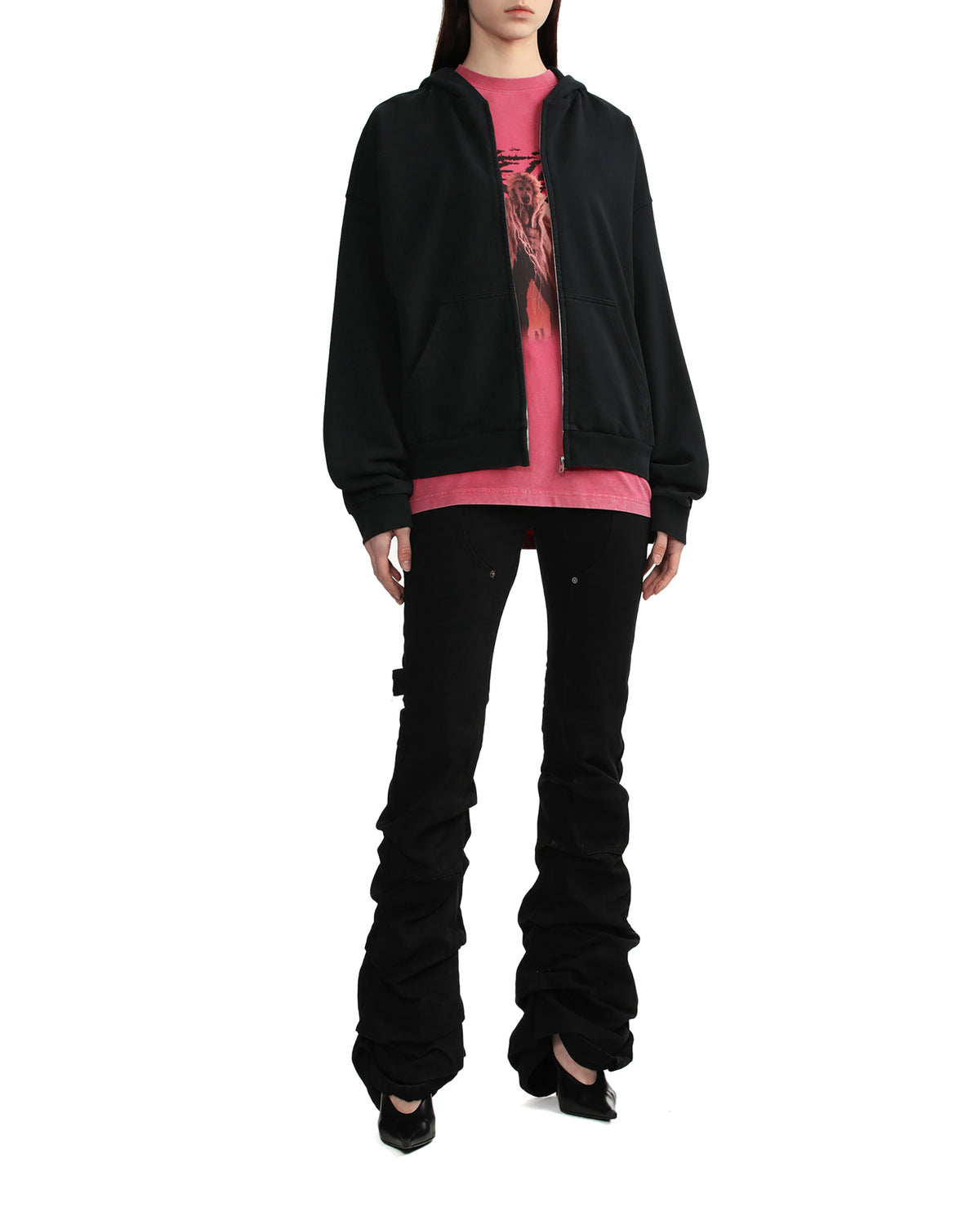 Embellished zip-up hoodie