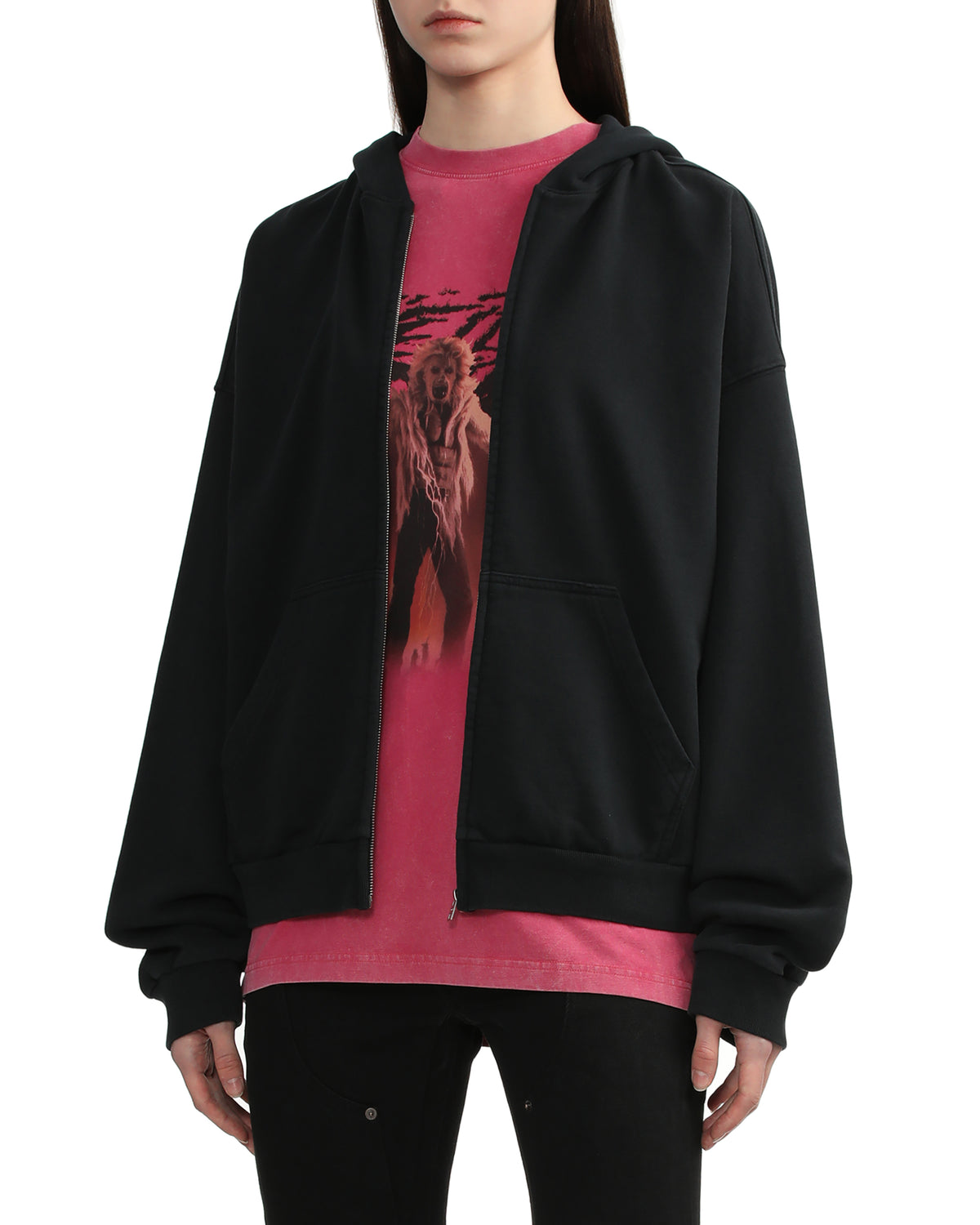 Embellished zip-up hoodie