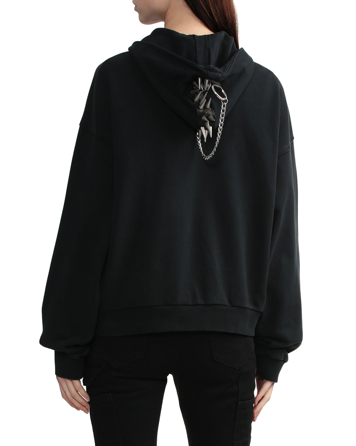 Embellished zip-up hoodie