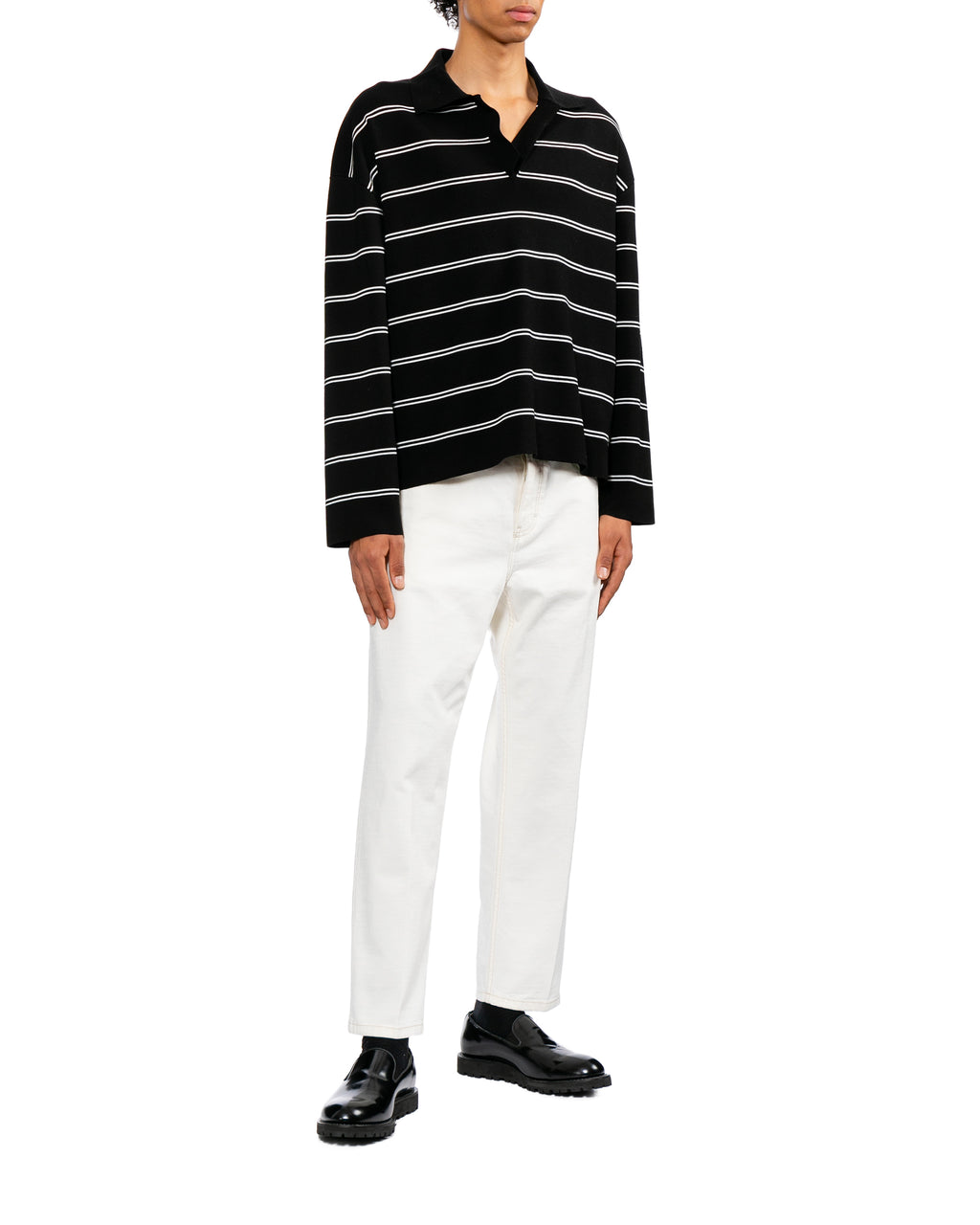 Striped polo sweater