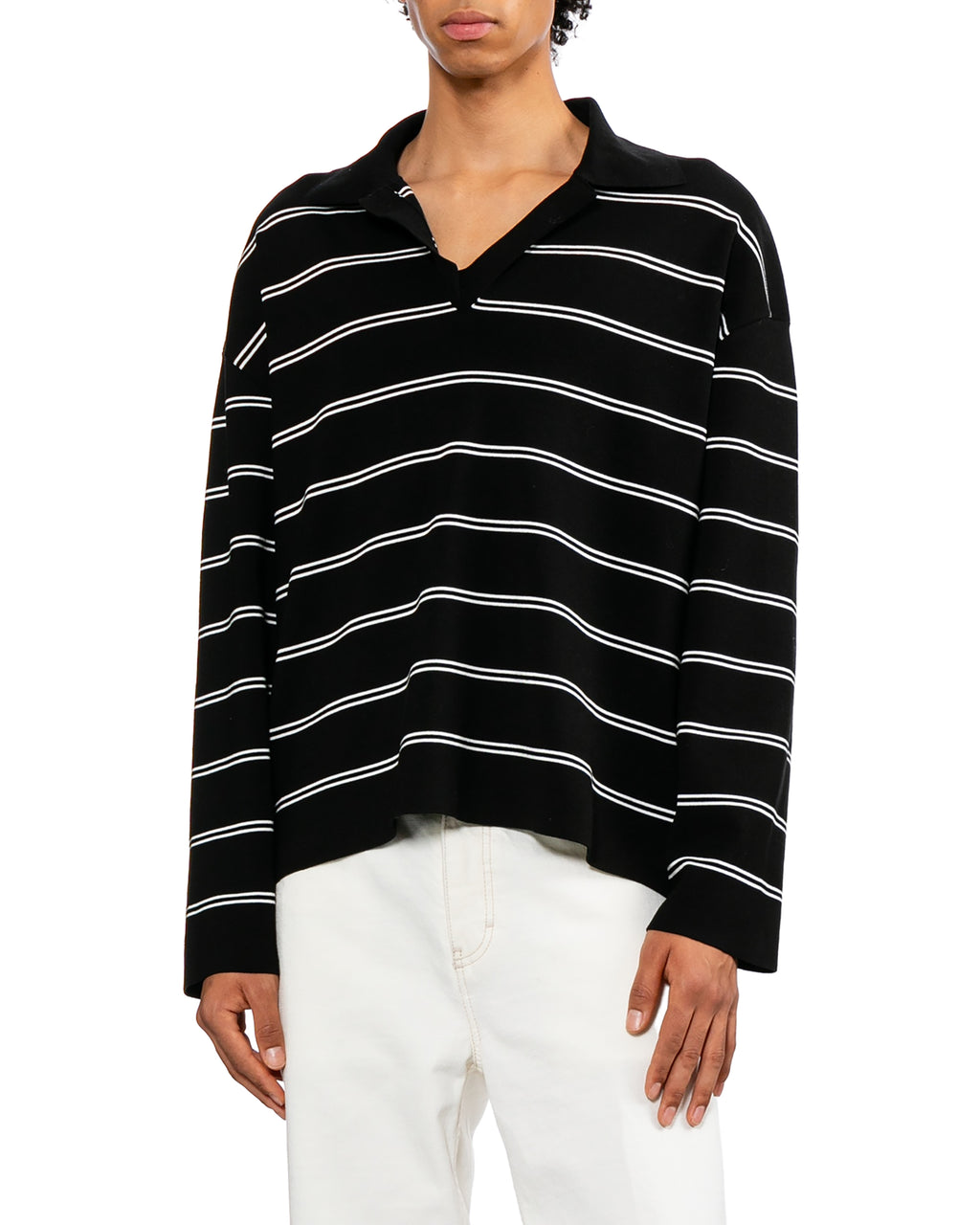 Striped polo sweater