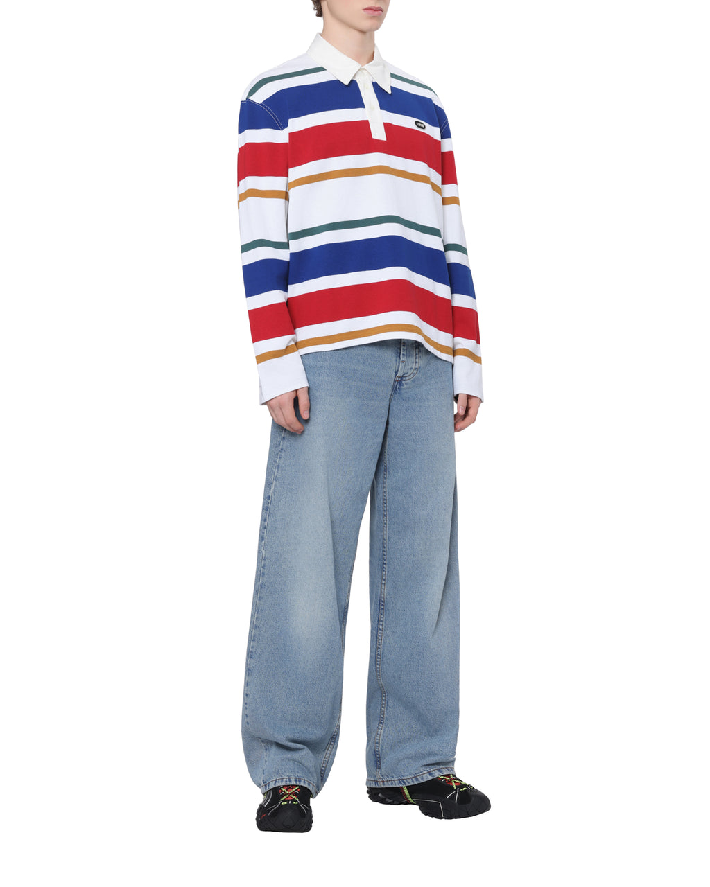 Striped long sleeve polo shirt