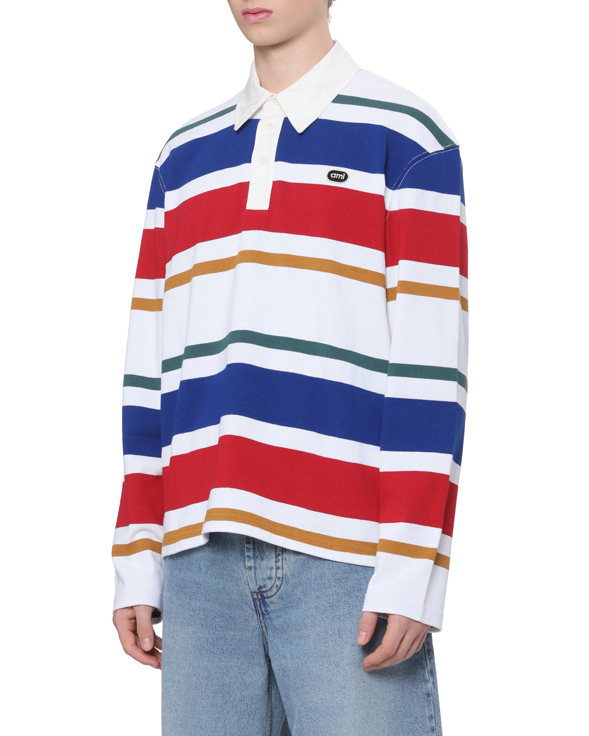 Striped long sleeve polo shirt