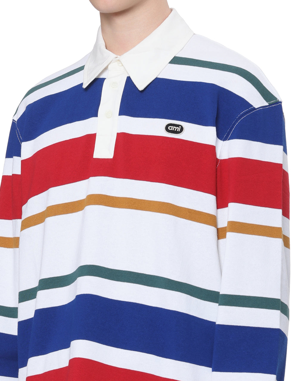 Striped long sleeve polo shirt