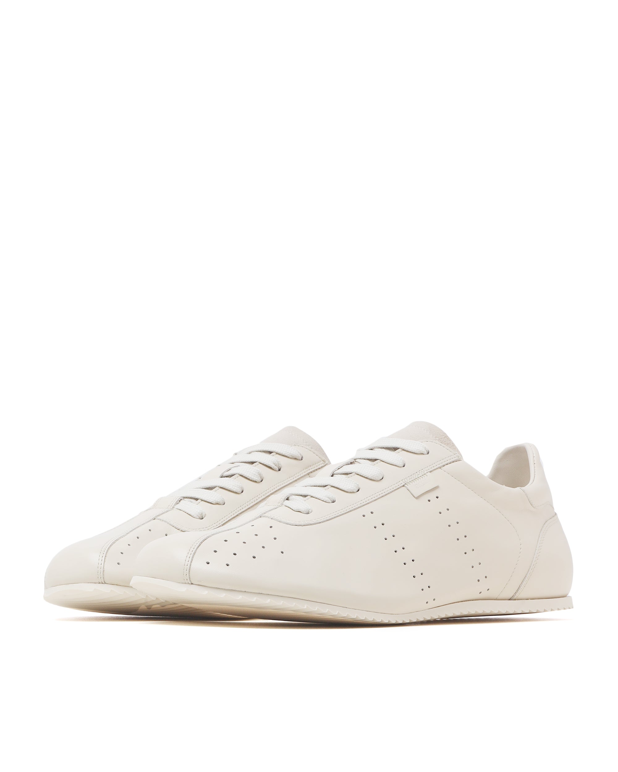 Perforated leather lace-up sneakers