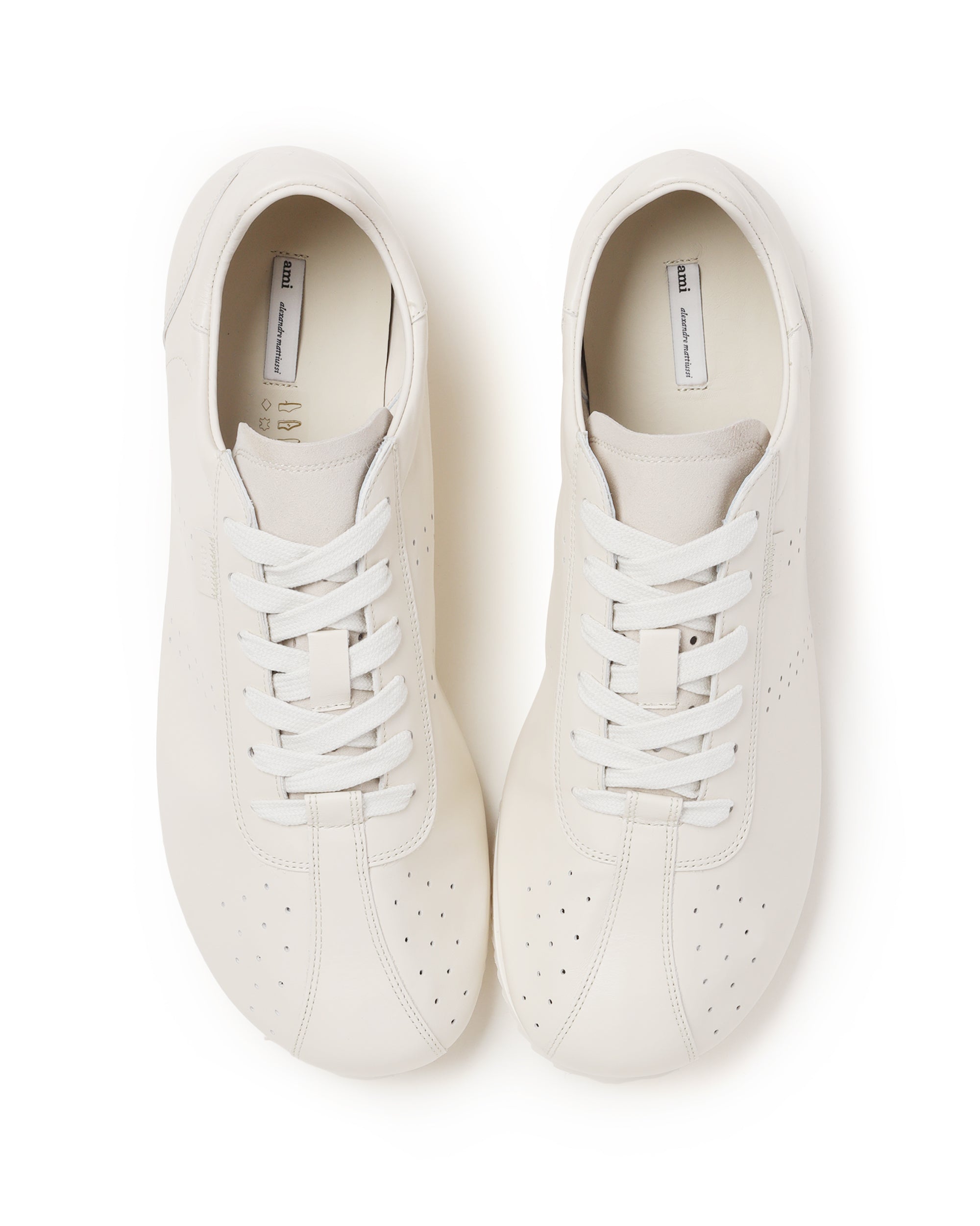 Perforated leather lace-up sneakers