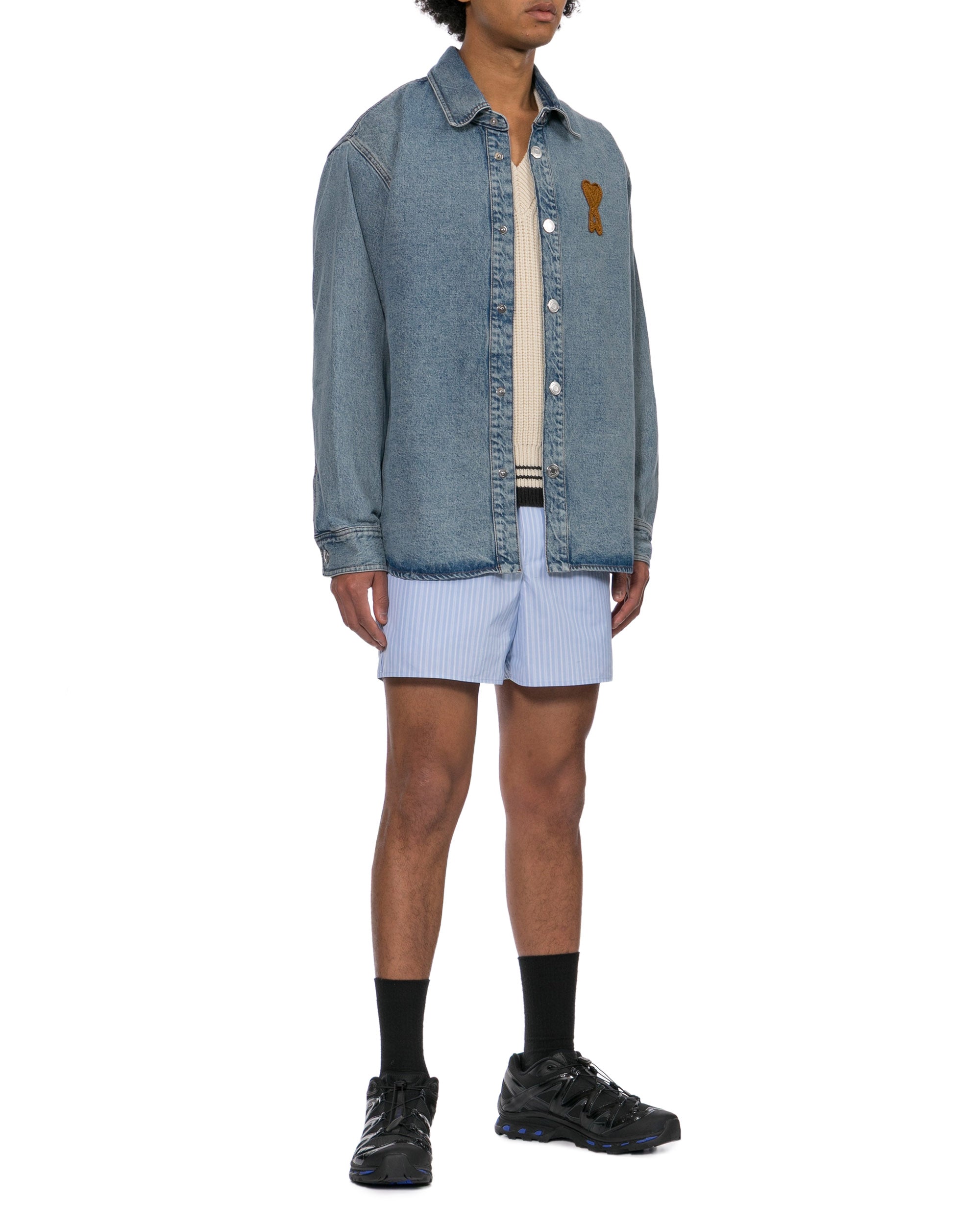 Embroidered denim shirt