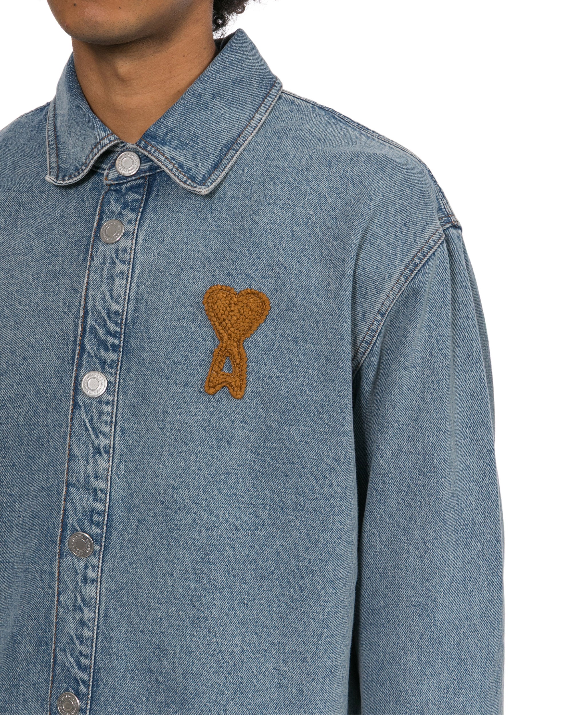 Embroidered denim shirt