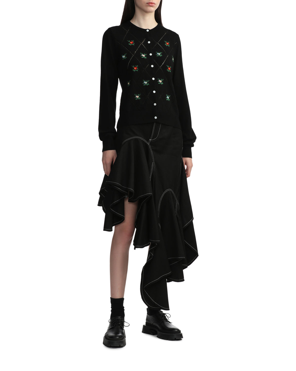 Floral embroidered cardigan