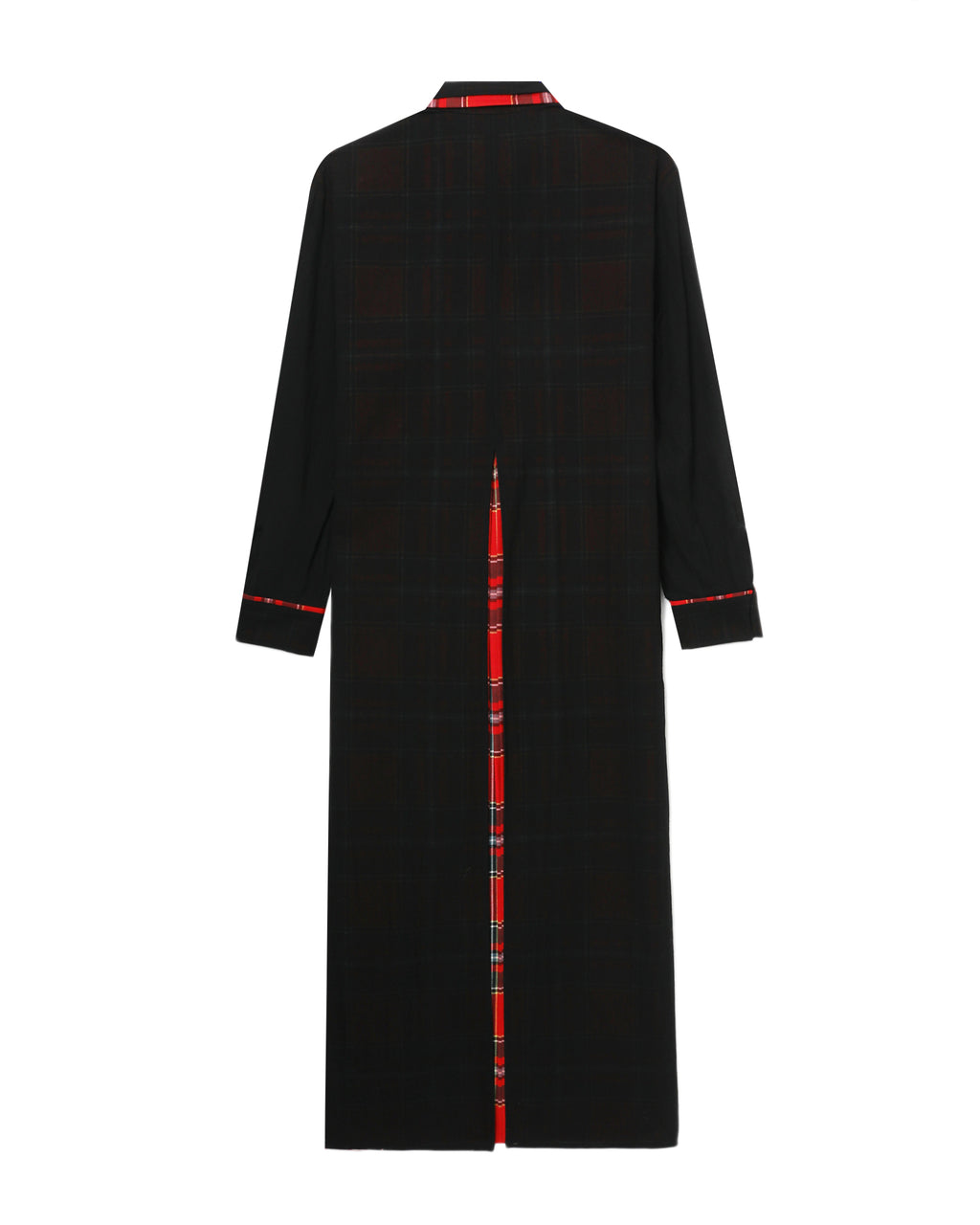 Plaid-layered shirt dress
